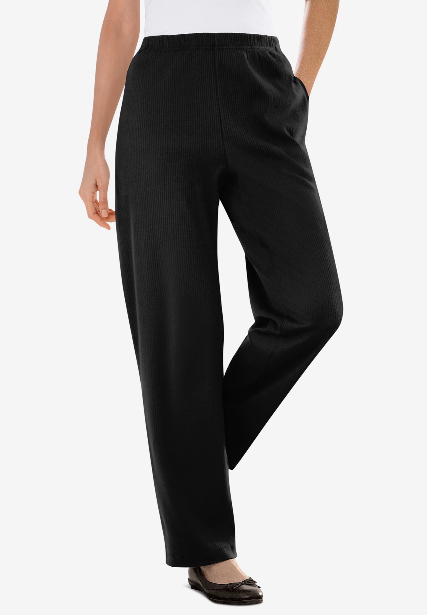 7-Day Knit Ribbed Straight Leg Pant | Woman Within