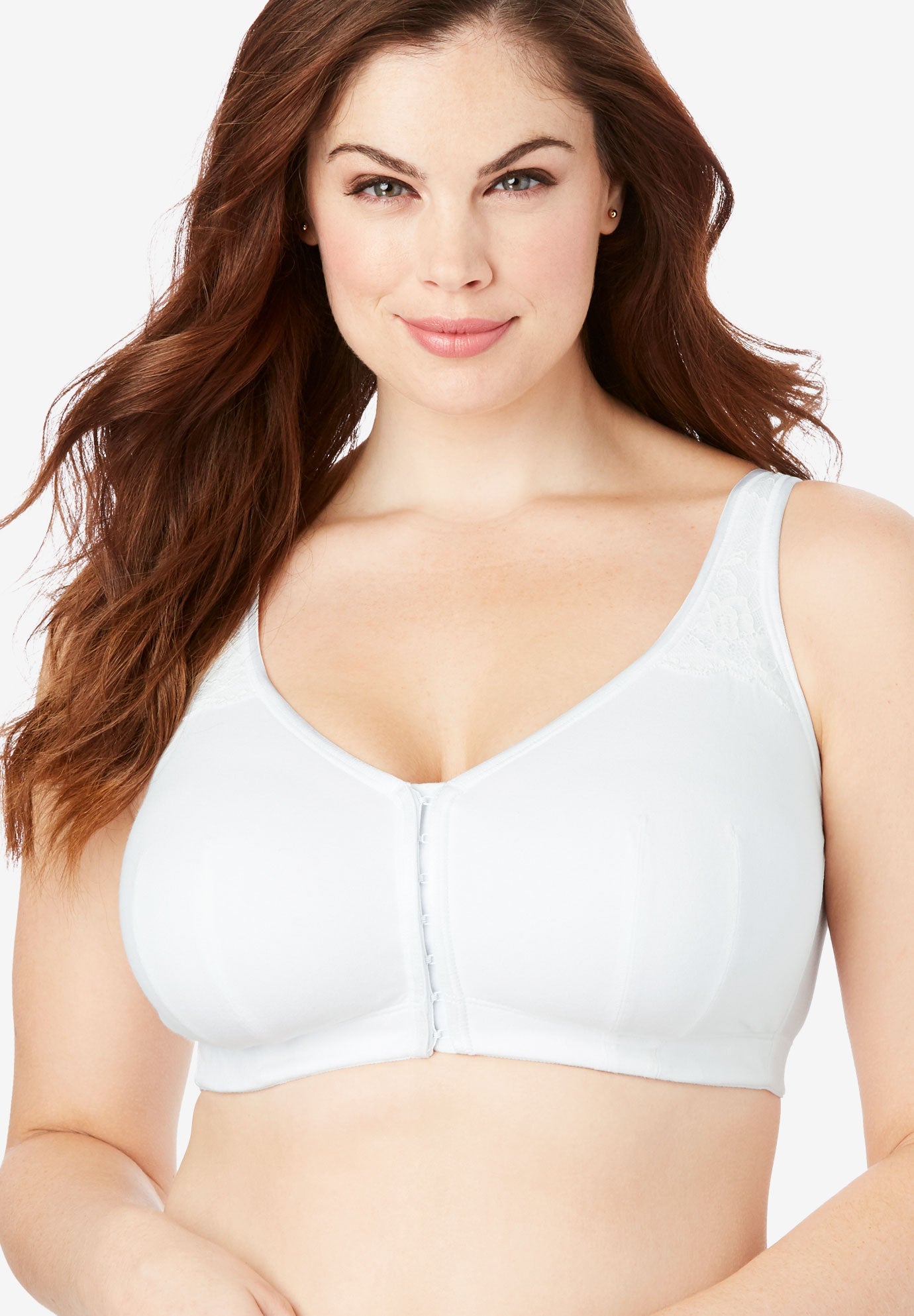 Cotton Comfort Wireless FrontHook Bra by Comfort Choice® Plus Size