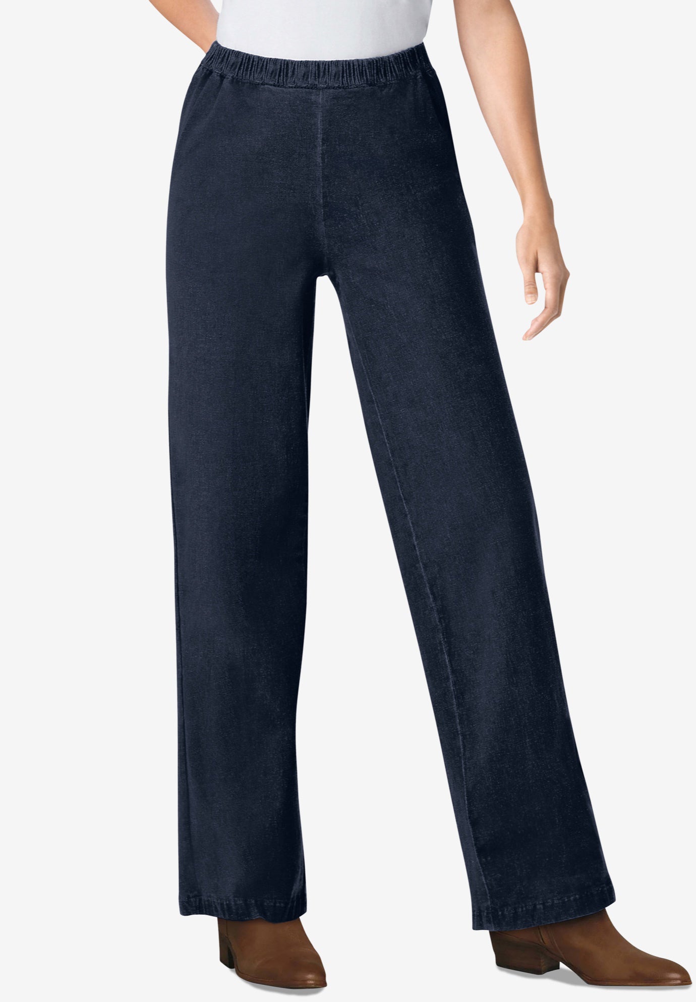 wide elastic waist jeans
