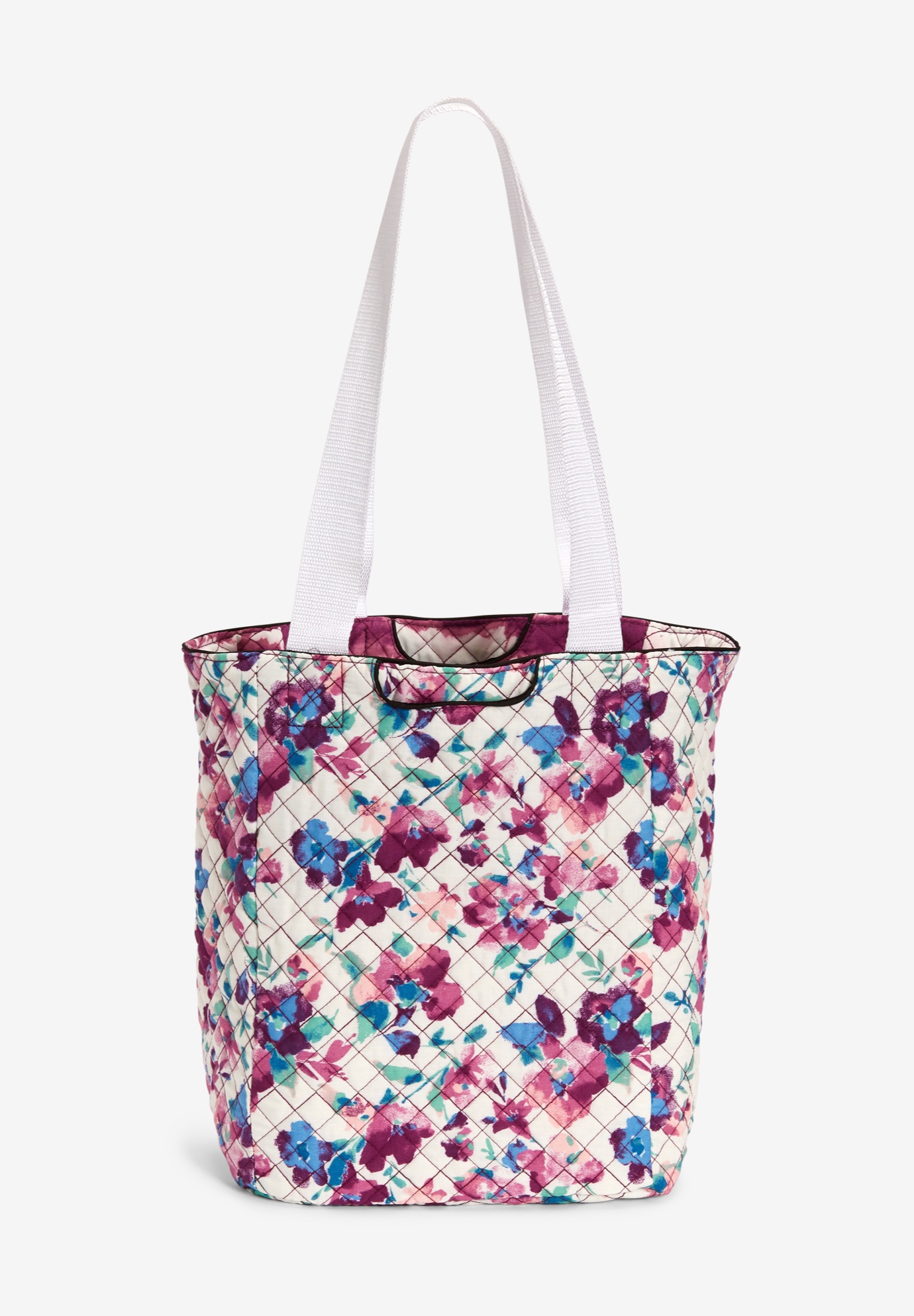 Reversible Quilted Tote, WHITE WATERCOLOR BLOSSOM