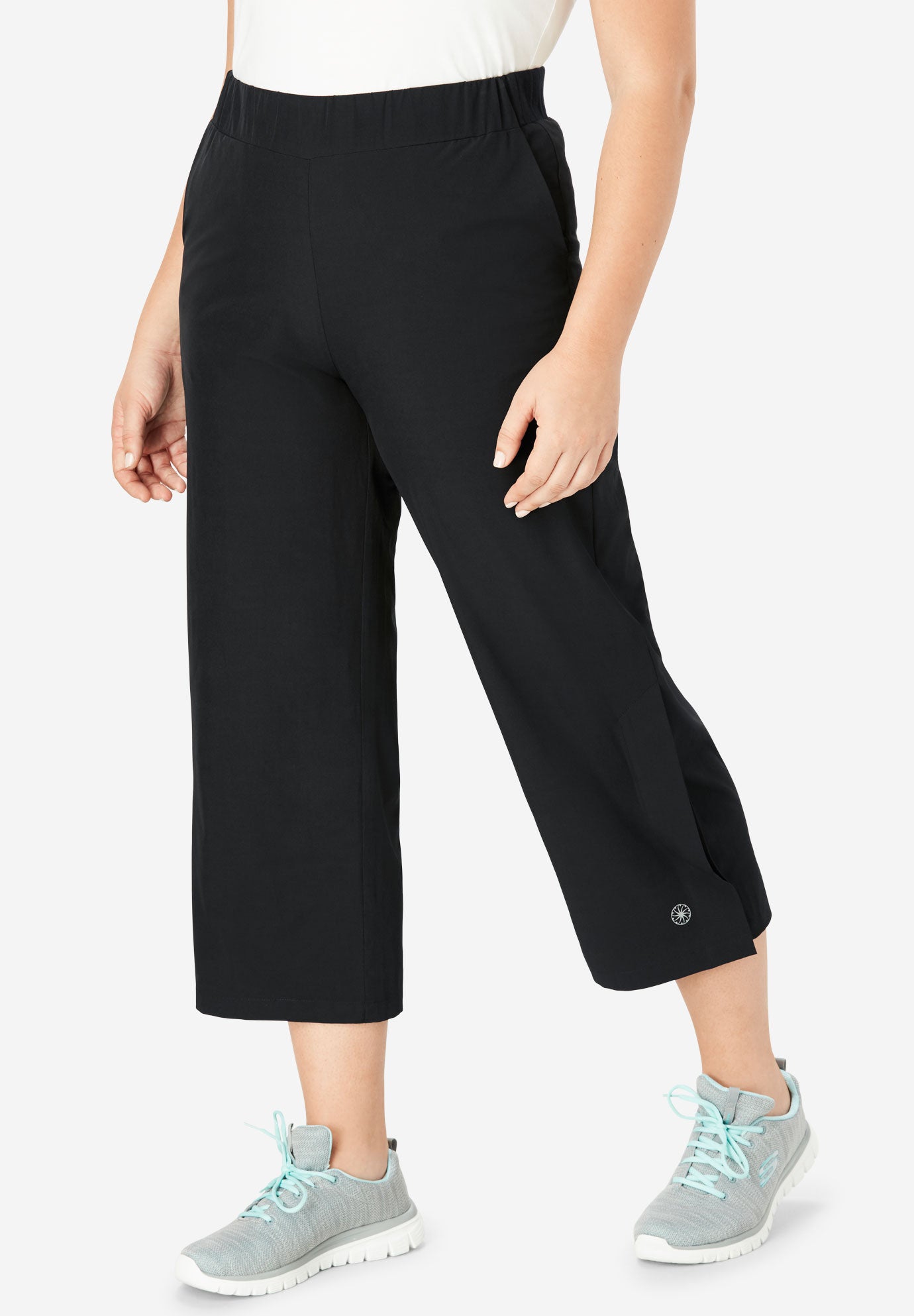 Stretch Woven Cropped Wide Leg Pant by FULLBEAUTY SPORT® Plus Size