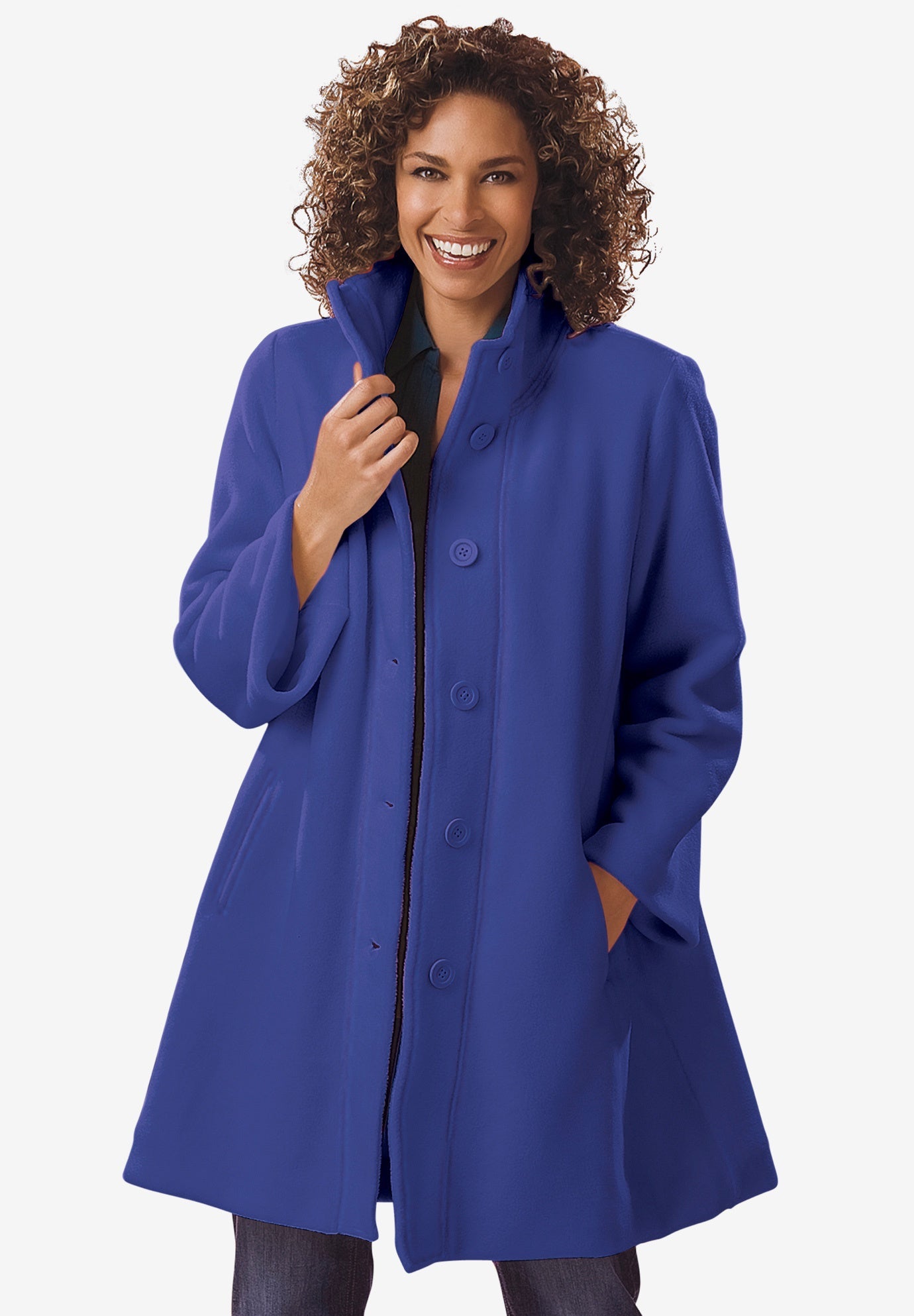 Fleece Swing FunnelNeck Coat Woman Within