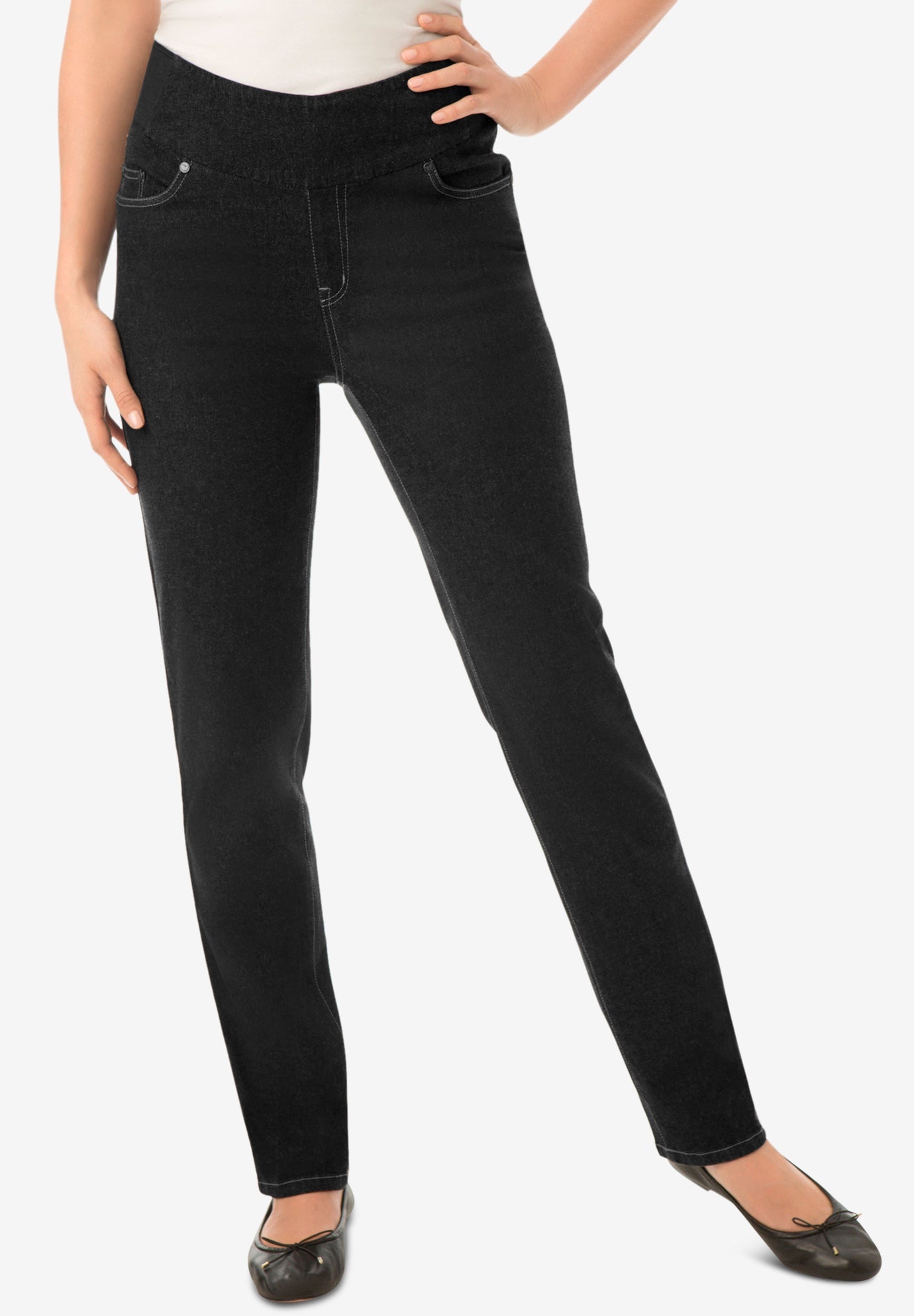 Woman Within Womens Plus Size Tall Straight Leg Smooth Waist Jean