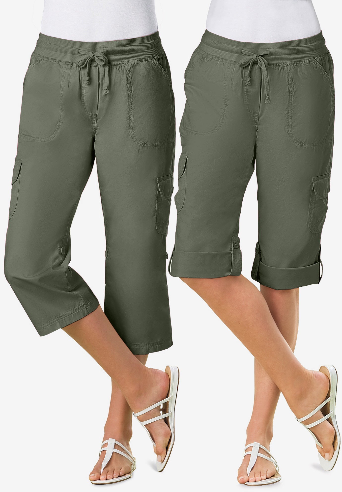 olive green cargo capris