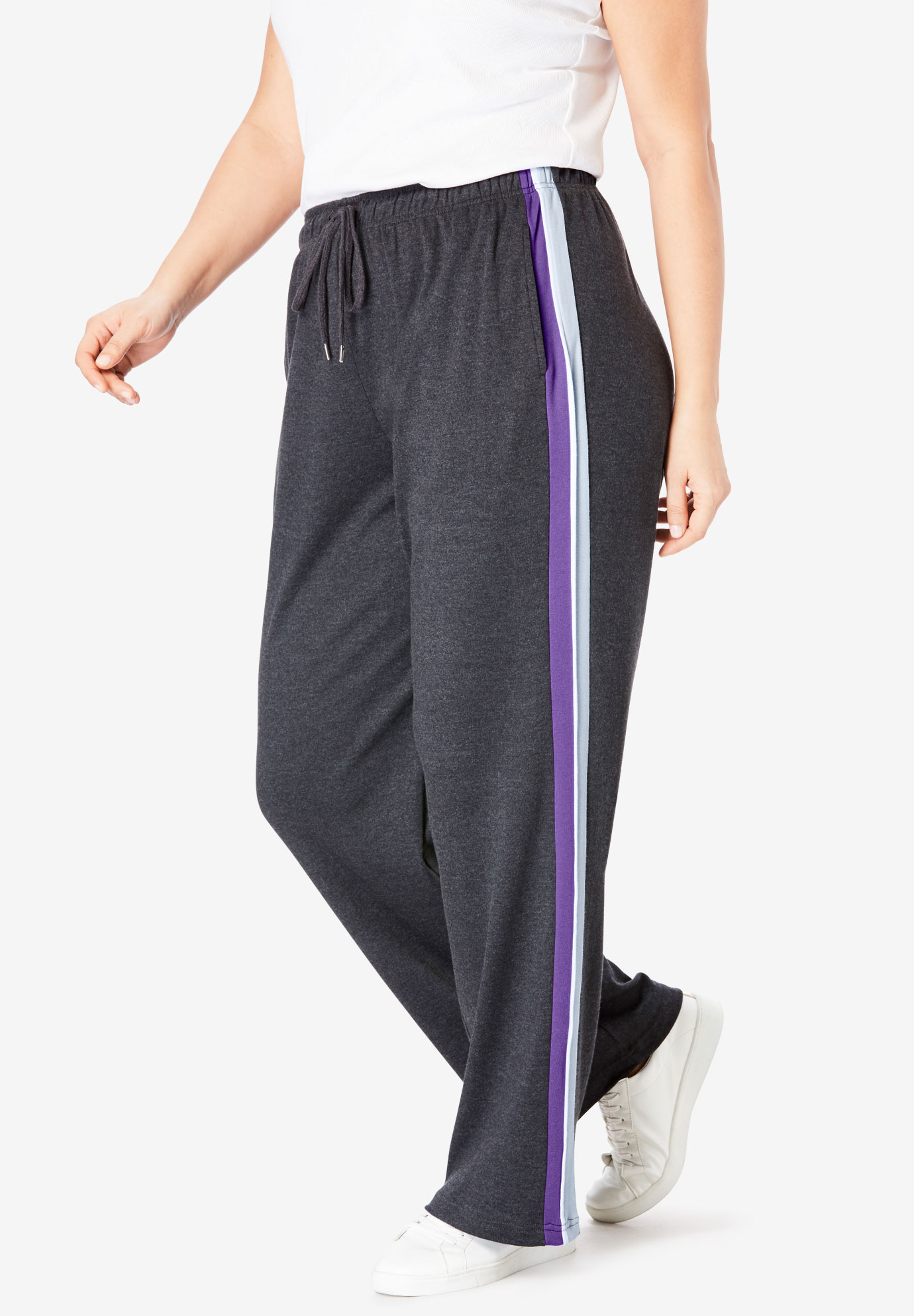 Sport Knit Side-Stripe Pant| Plus Size Pants | Woman Within