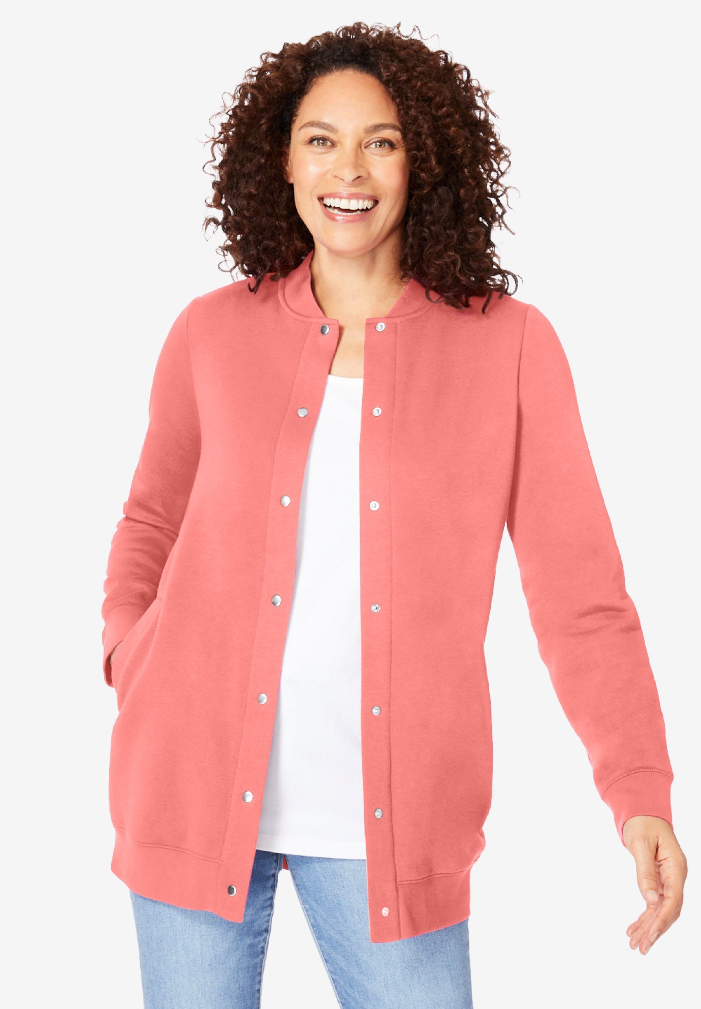 Woman within cheap bed jacket