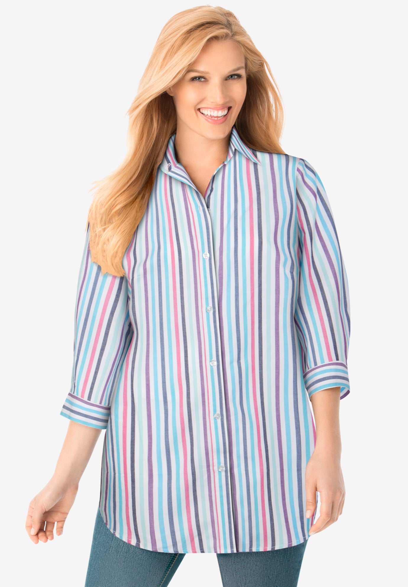 STAY HOME CLUB PRINTED THREE QUARTER SLEEVE T-SHIRT SIDE POCKET  FOR WOMEN'S main image 1
