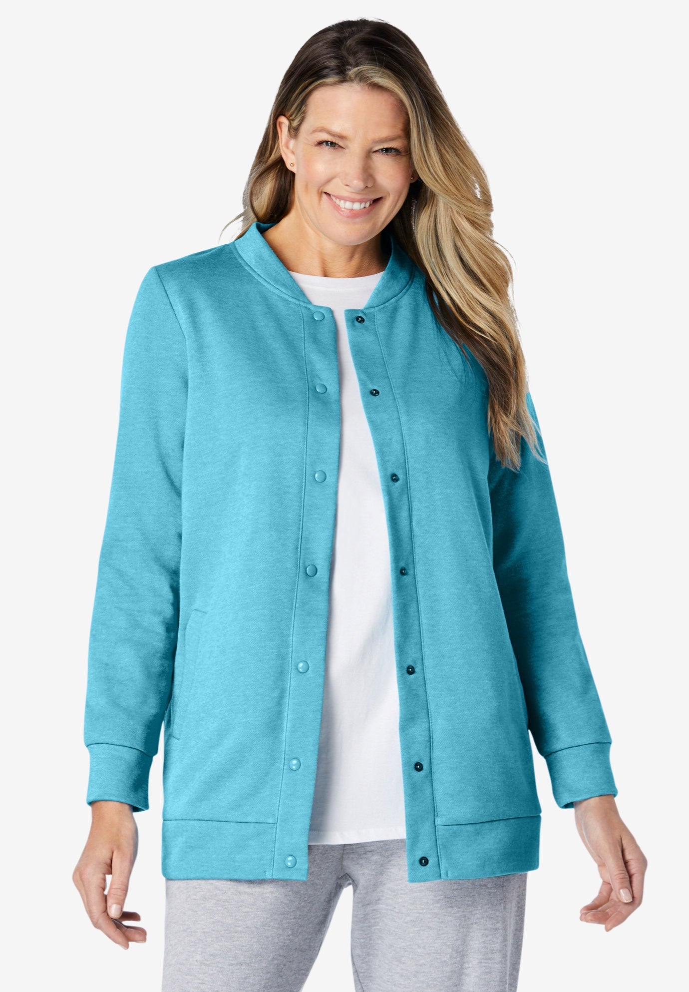 Fleece Baseball Jacket Woman Within