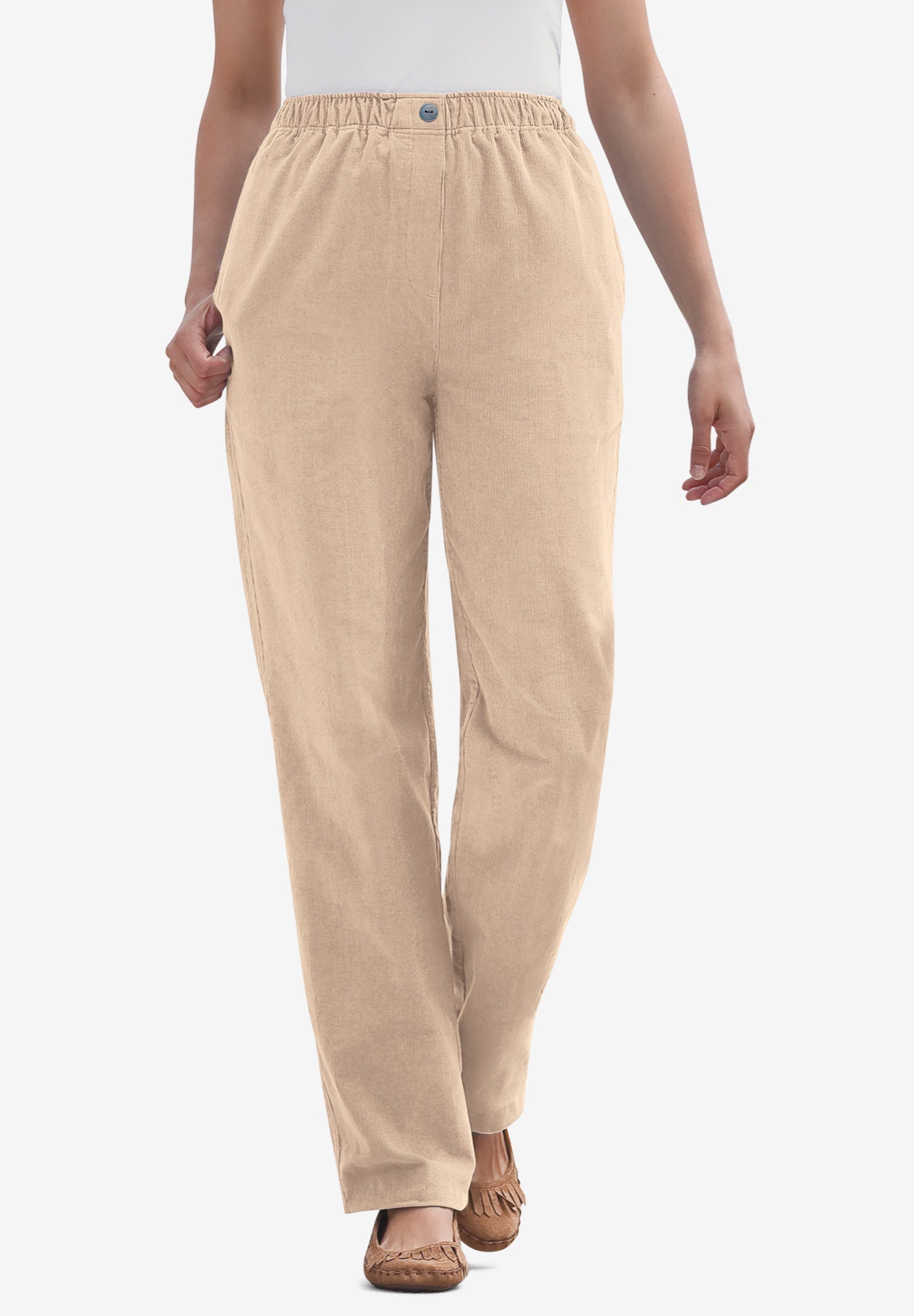Comfort Waist Straight Leg Corduroy Pant Woman Within