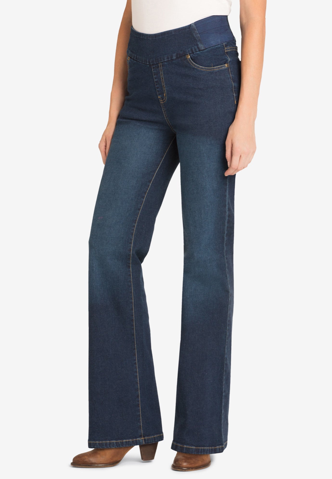 woman within elastic waist jeans