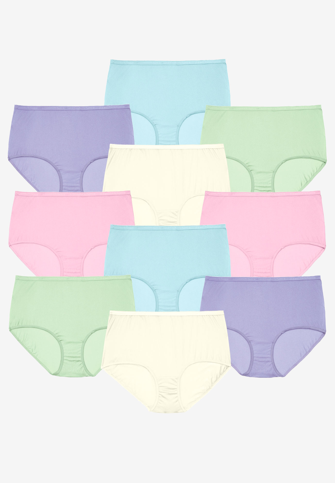 Comfort Choice Womens Plus Size Mesh Insert Microfiber Full Cut Brief Underwear