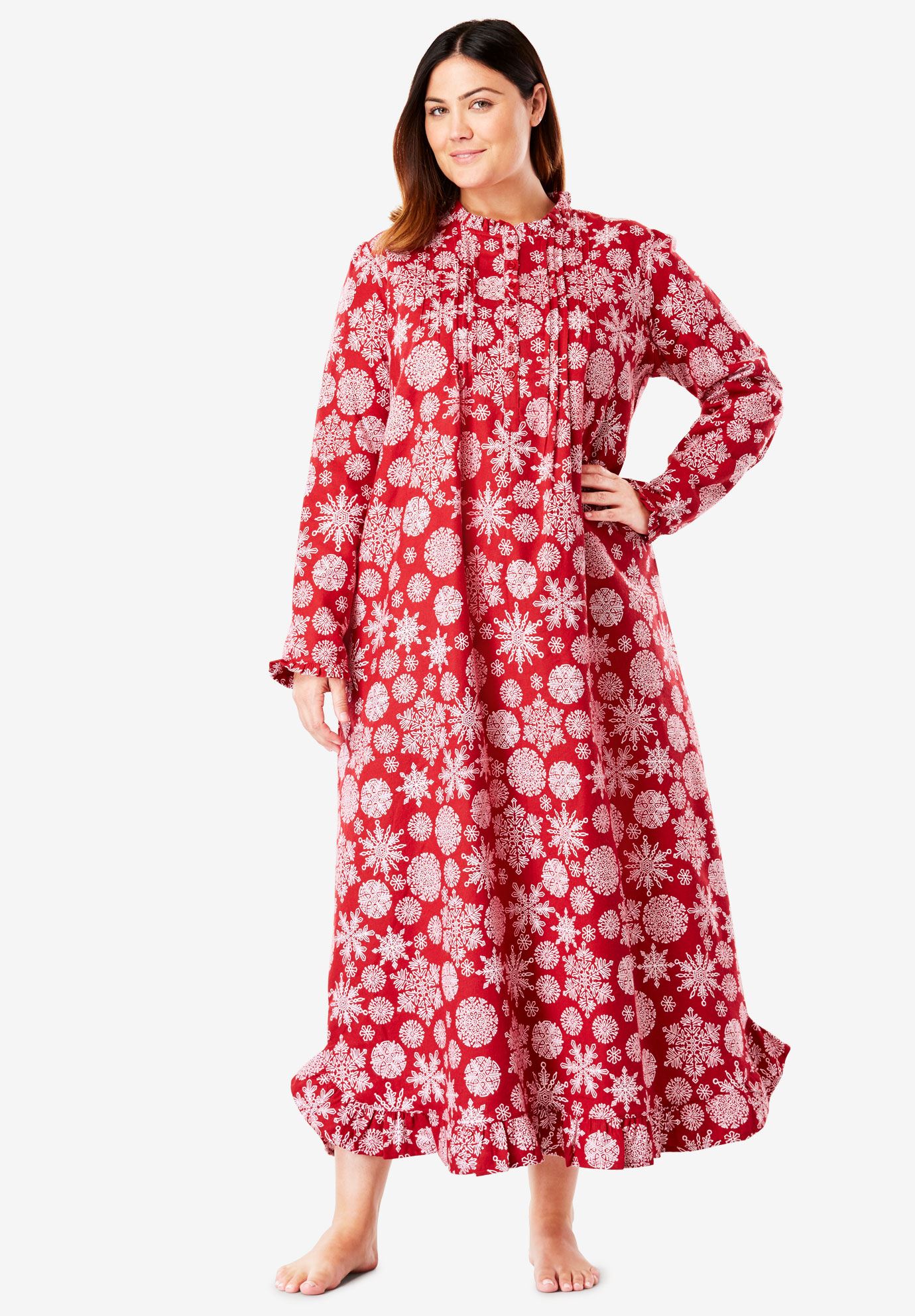 Long Flannel Nightgown by Only Necessities® | Plus Size Sleep Gowns ...