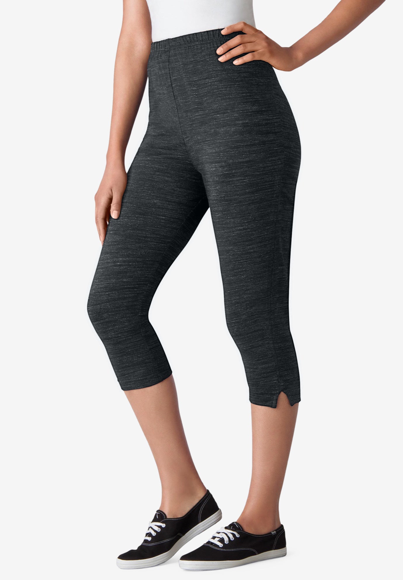 Stretch Cotton Capri Legging Woman Within