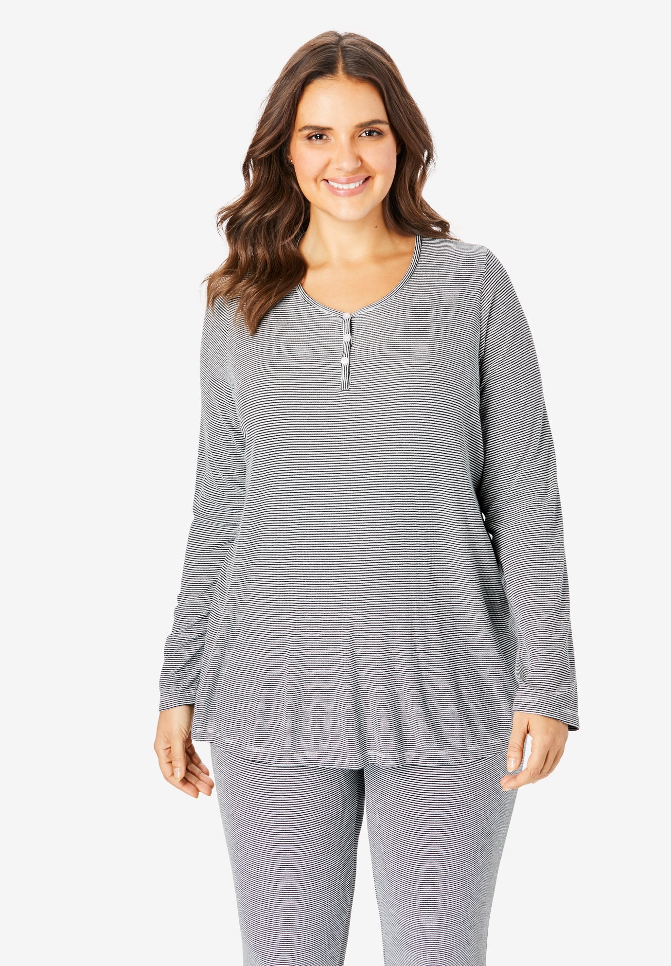 long sleeve henley sleep shirt