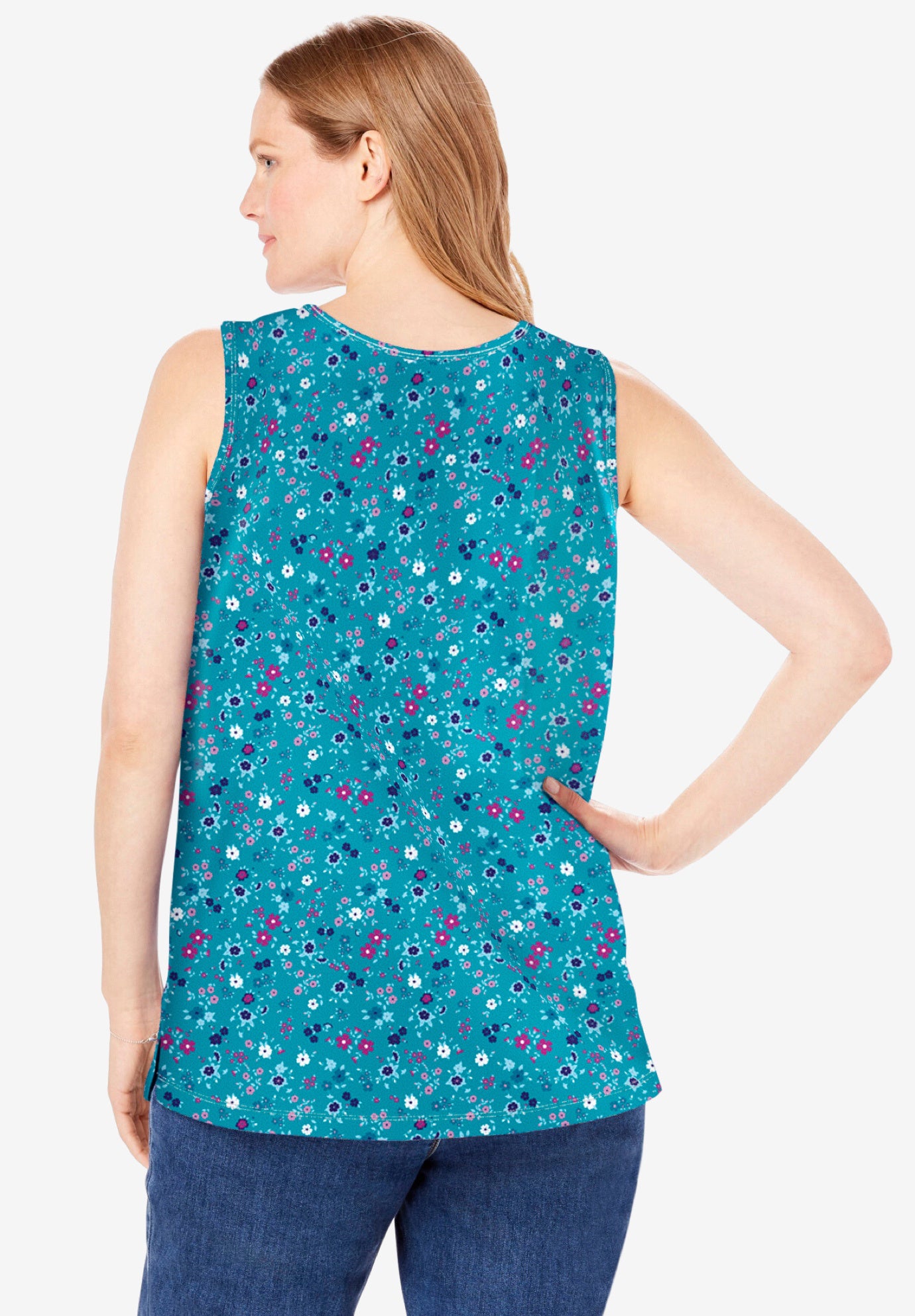 Perfect Printed Scoop-Neck Tank | Woman Within