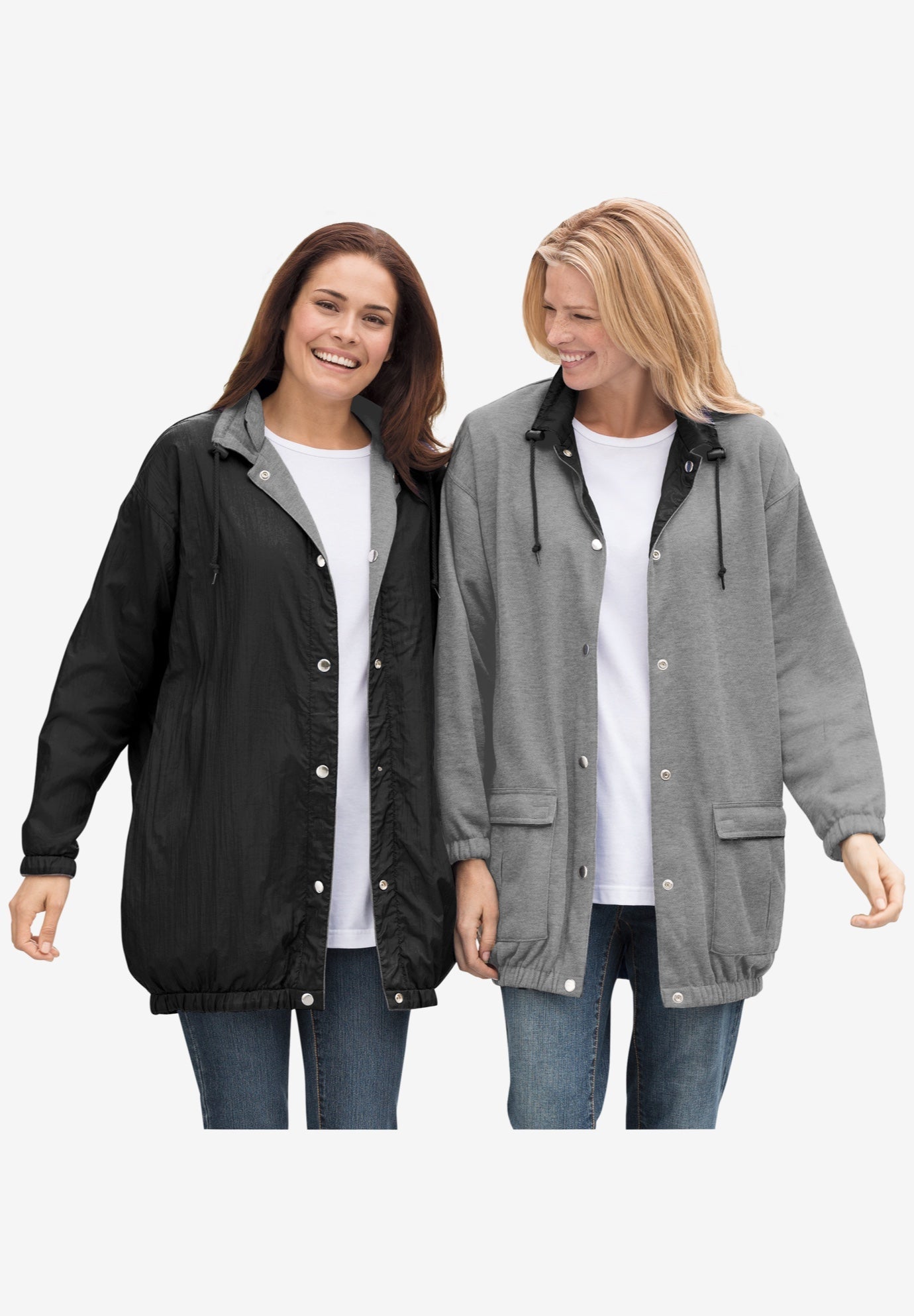 Reversible Fleece Nylon Jacket for Cold Weather, Black Medium