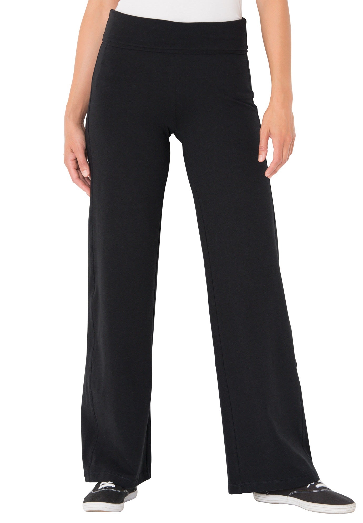 Stretch Cotton Wide Leg Pant | Plus Size Petite | Woman Within