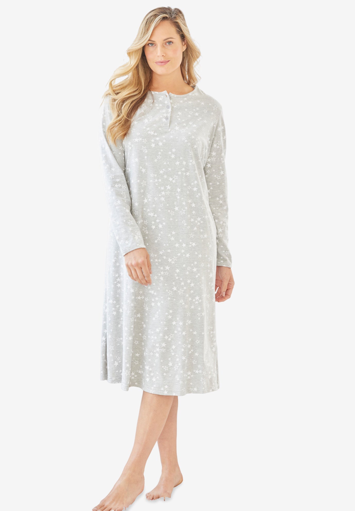 long sleeve henley sleep shirt