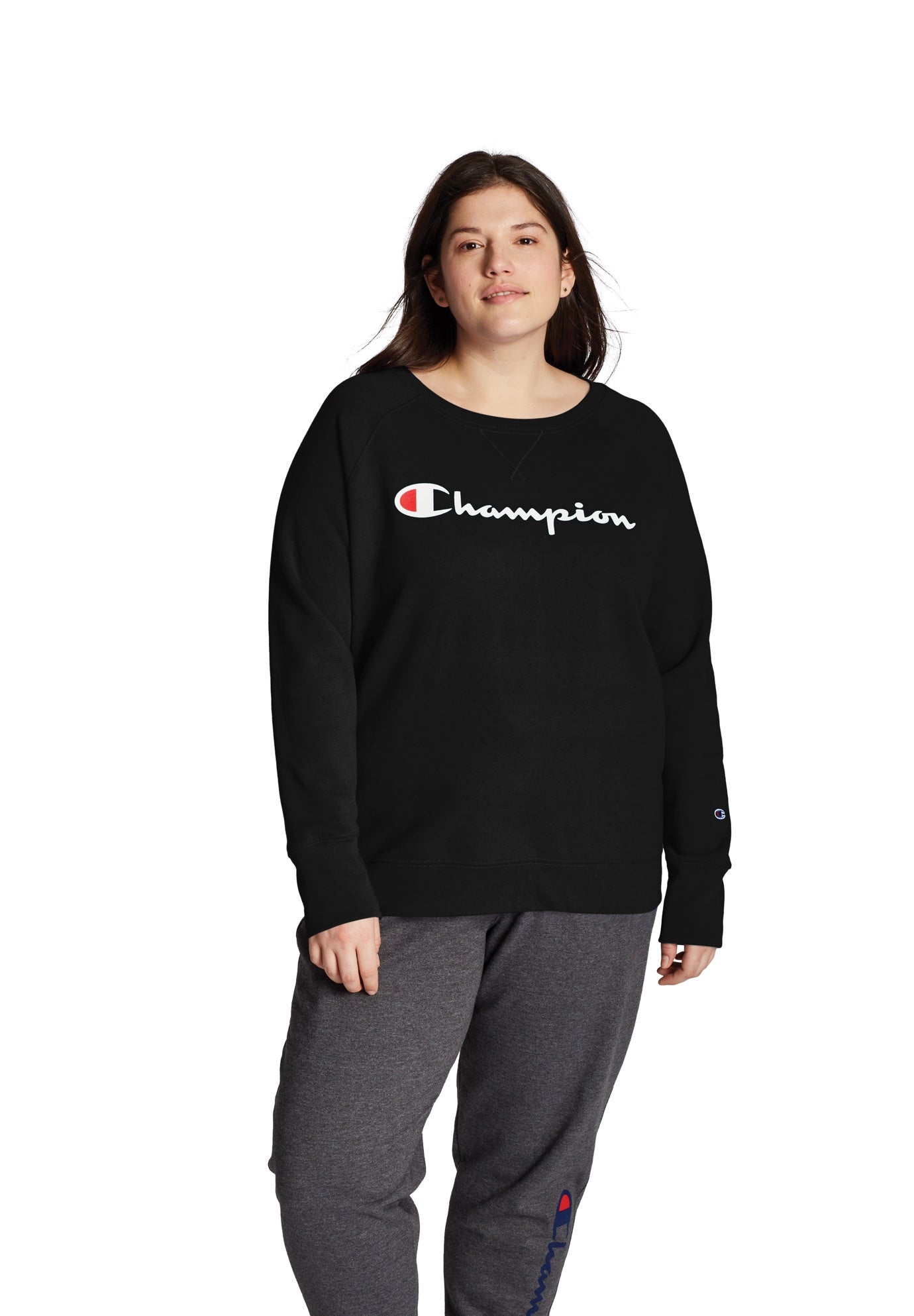 women's champion powerblend fleece boyfriend crew sweatshirt