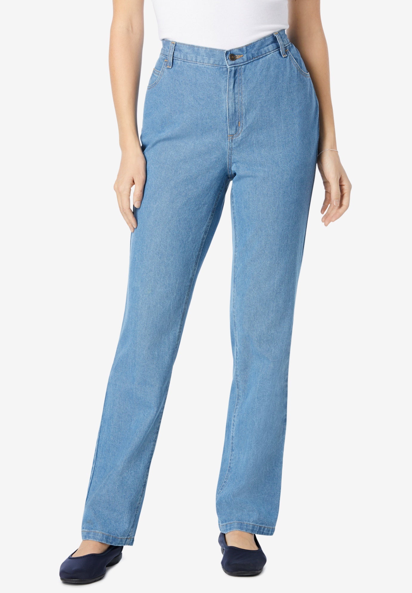 SideElastic Straight Leg Cotton Jean Woman Within