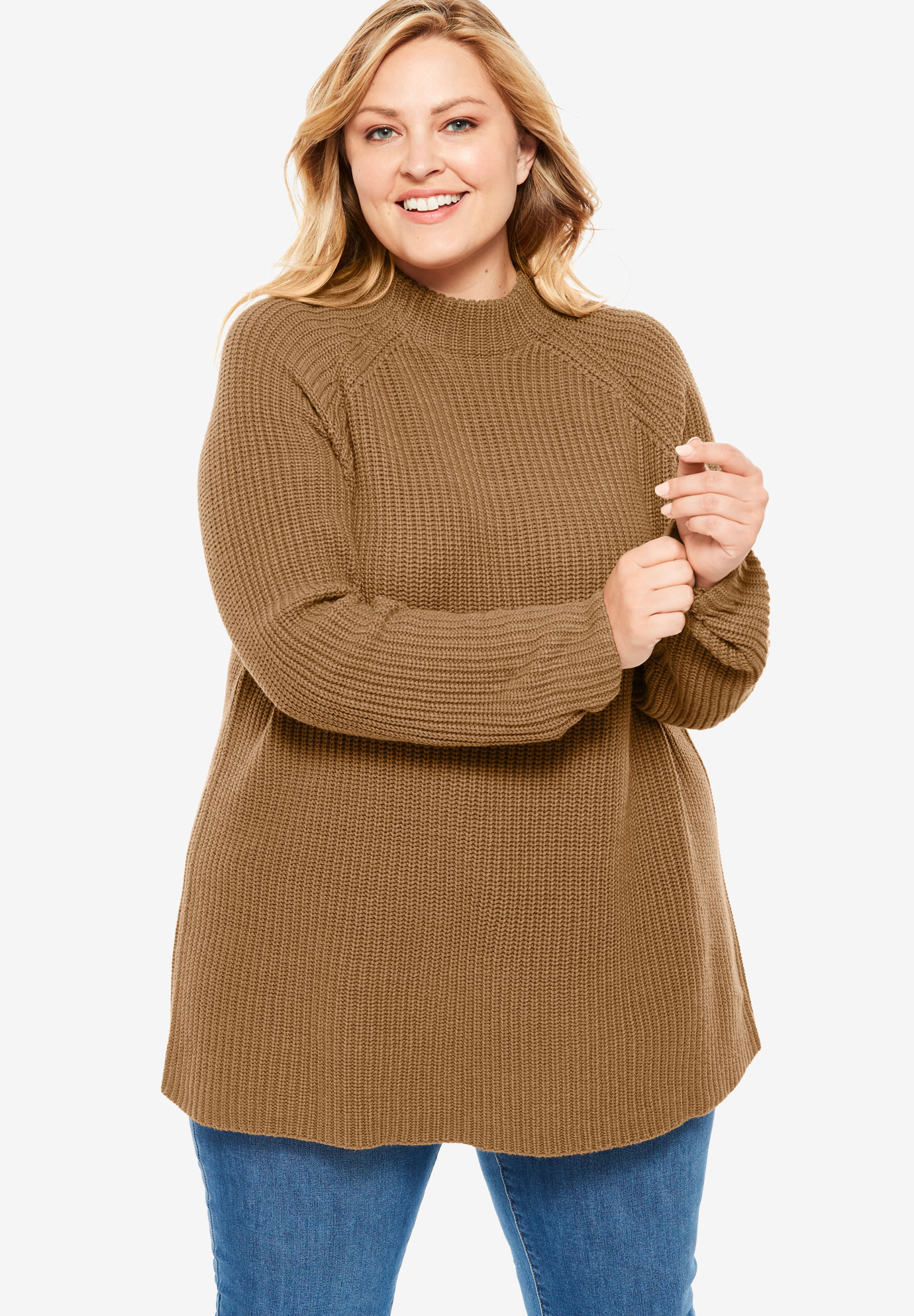 Mock Neck Shaker Sweater| Plus Size Sweaters | Woman Within