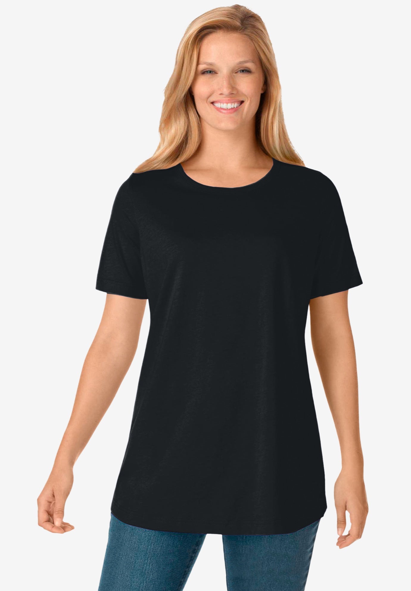 Perfect ShortSleeve Crewneck Tee Woman Within