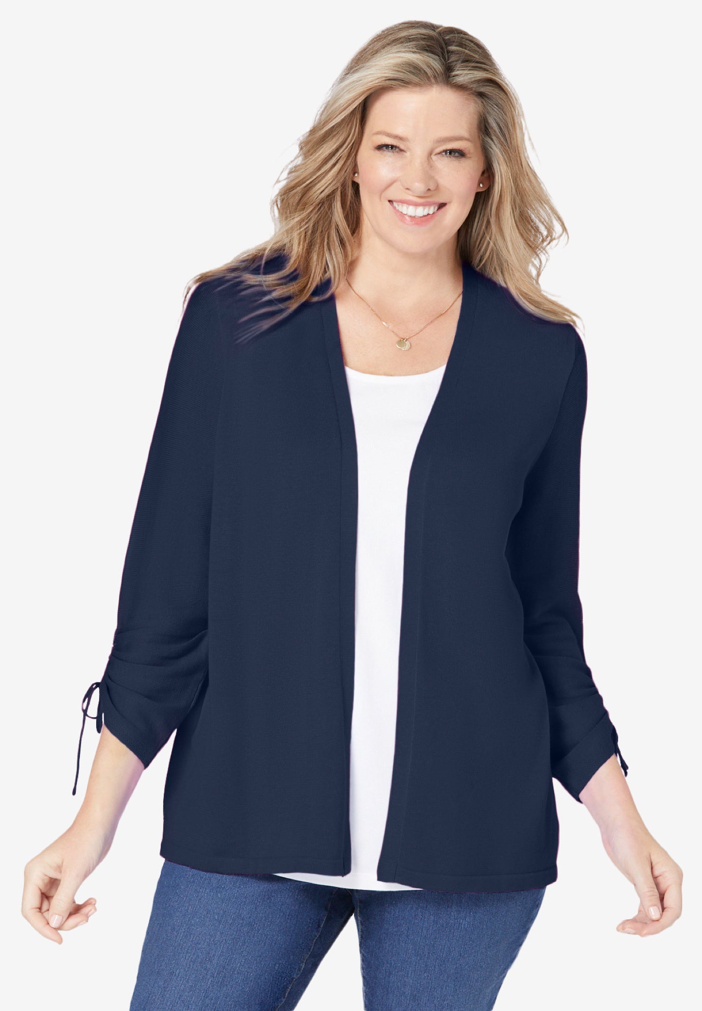 ruched sleeve cardigan