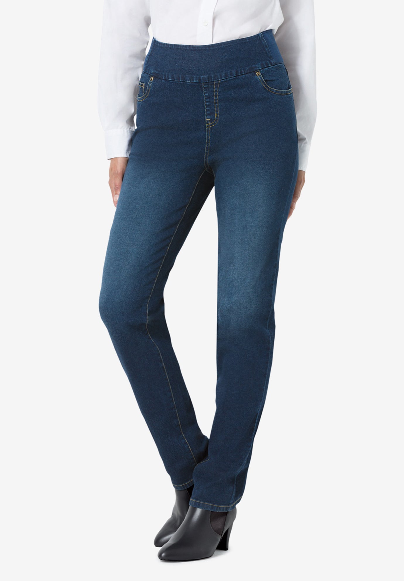 tight waist straight leg jeans
