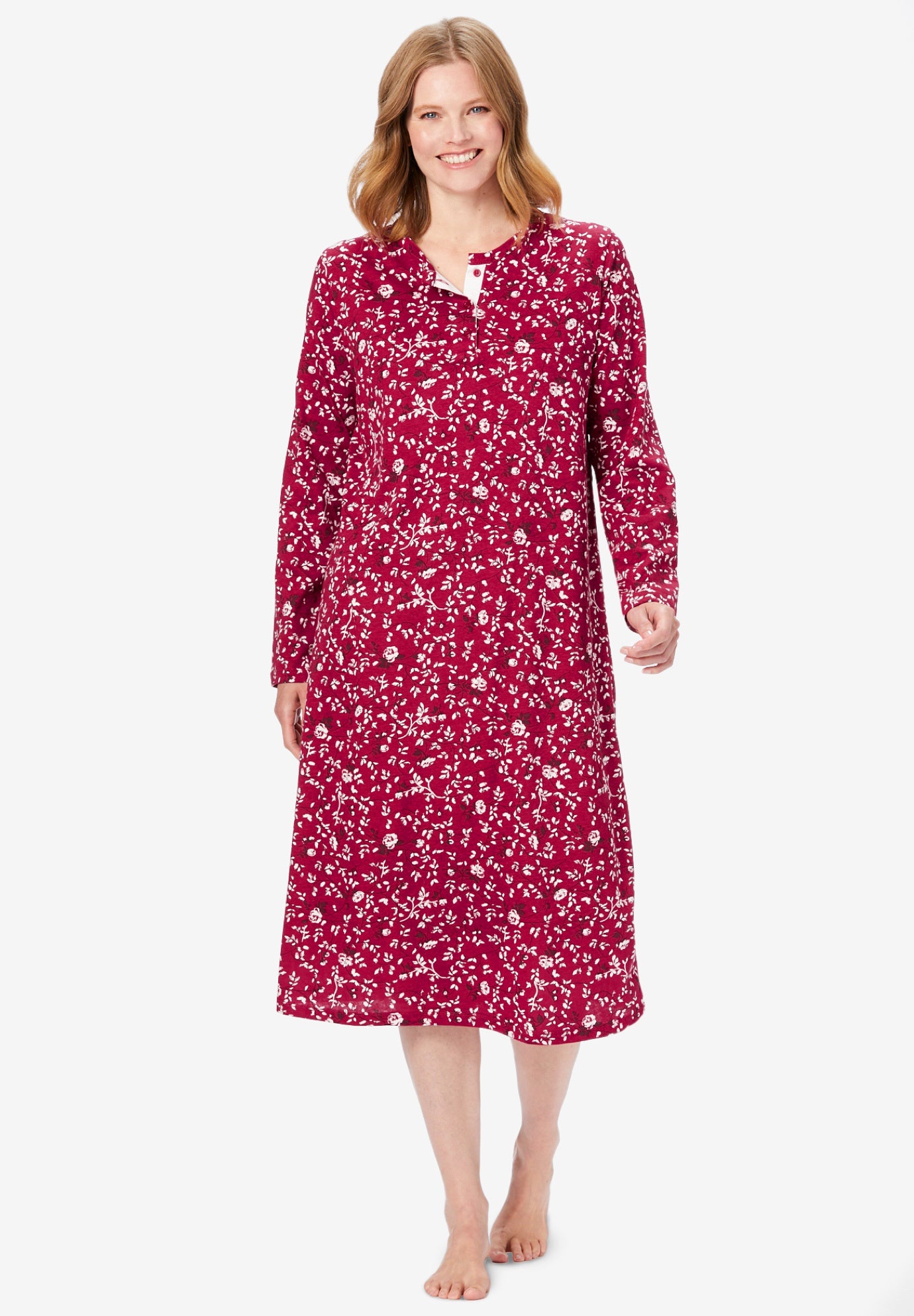 Henley Sleep Shirt for Women, Long Sleeve, 4429224 | Woman Within