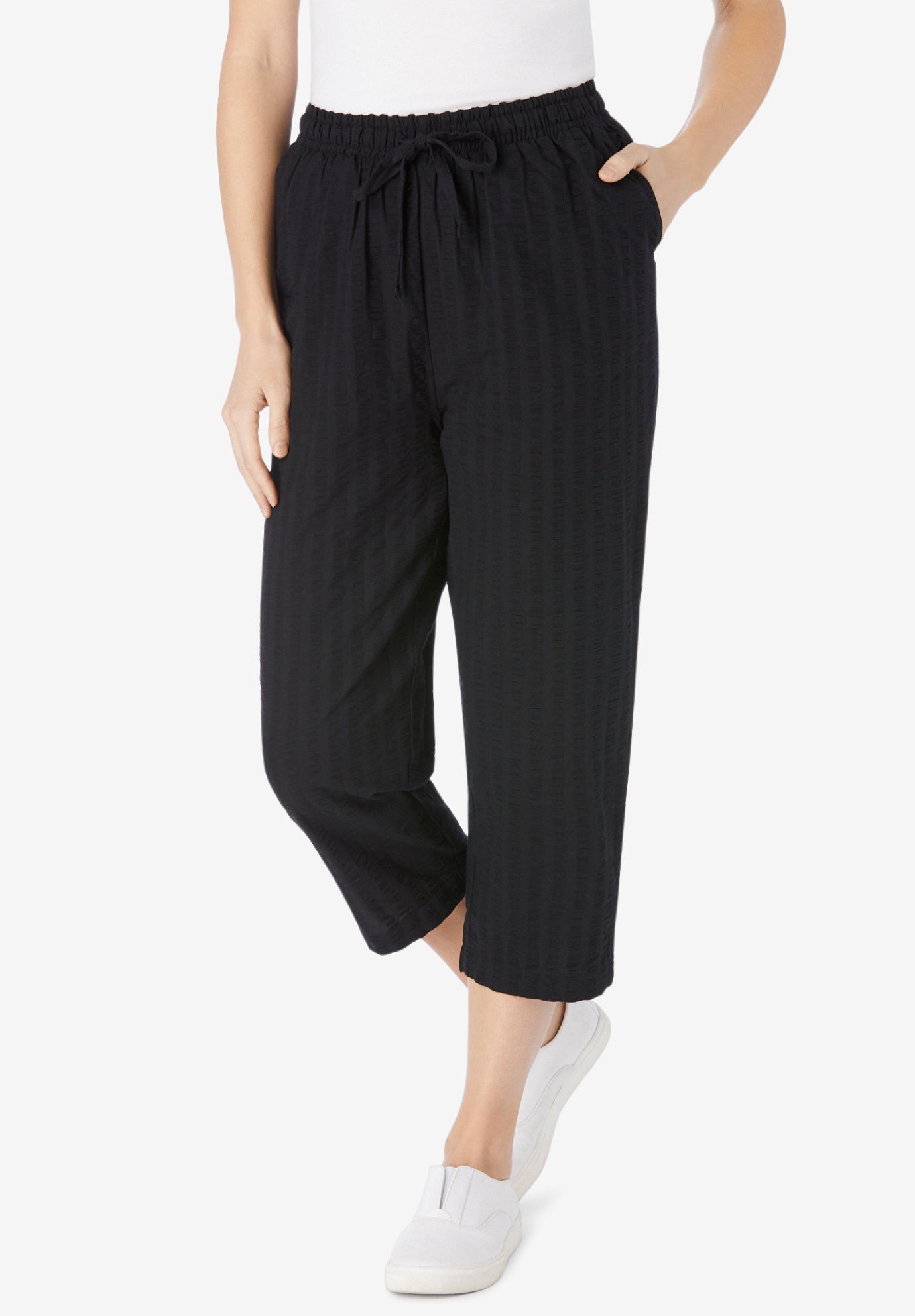 Seersucker Capri Pant Woman Within