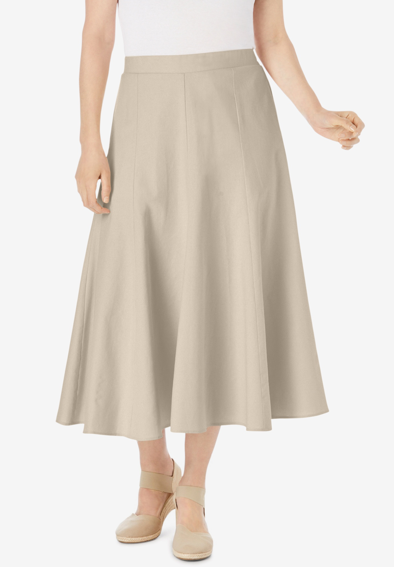 Print Linen-Blend Skirt | Woman Within