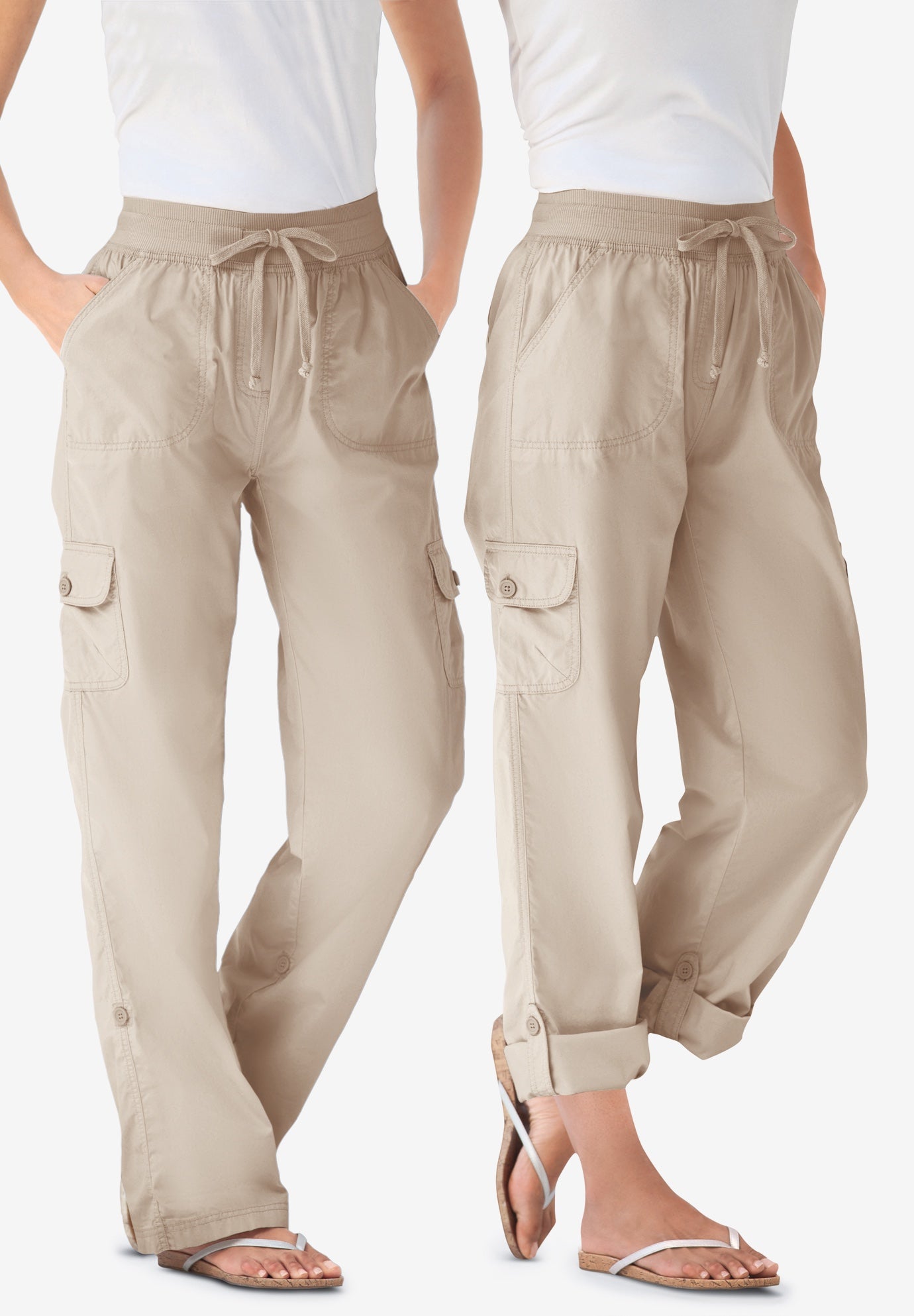 women's cargo pants with drawstring bottoms