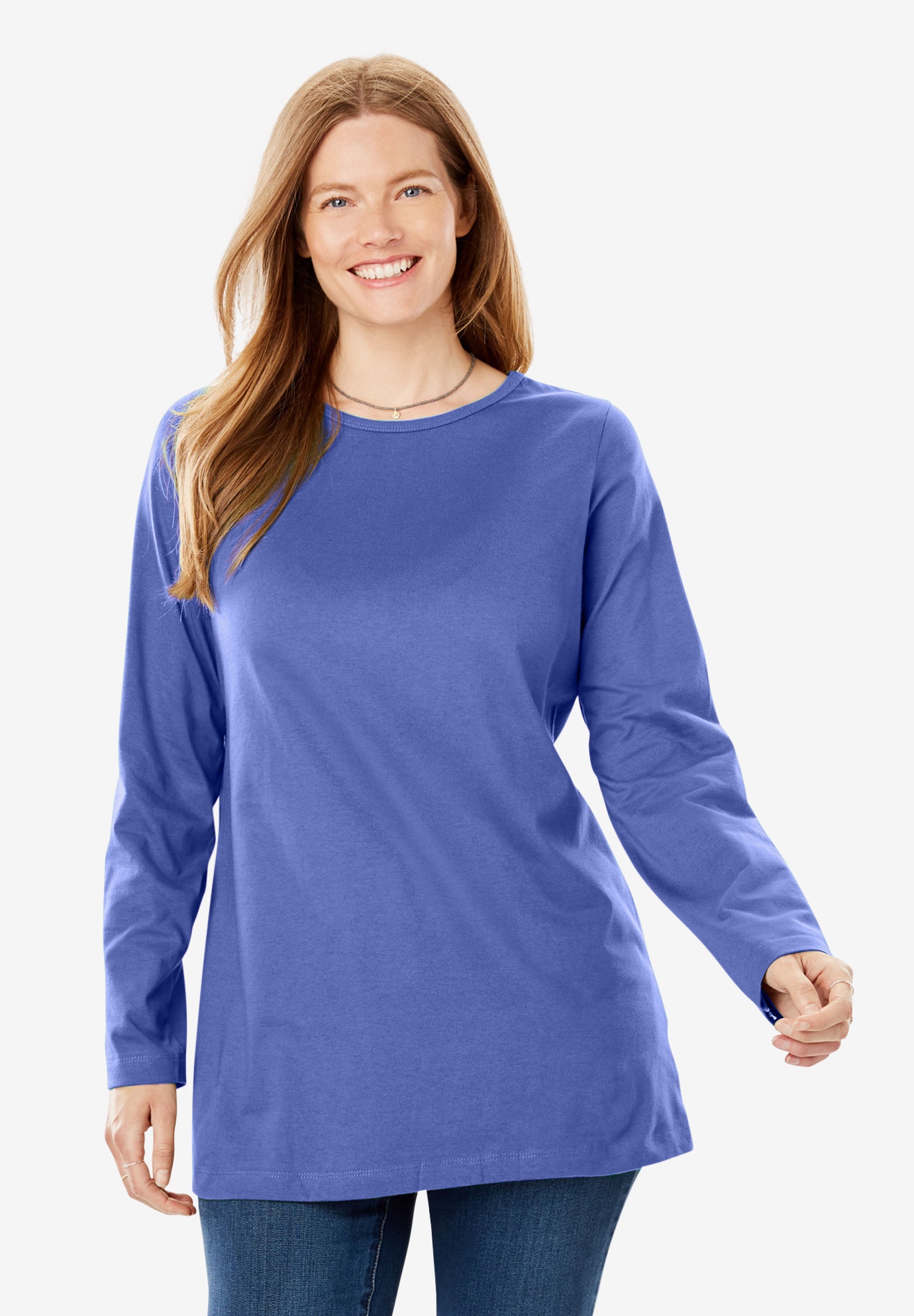 Perfect Crewneck Long Sleeve Tee| Plus Size T-Shirts | Woman Within