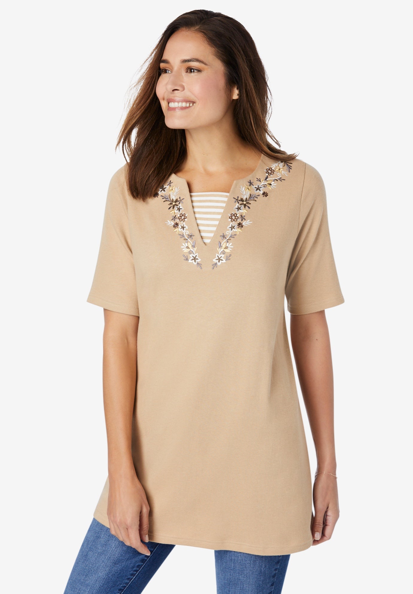 Embroidered Layered-Look Tunic | Woman Within