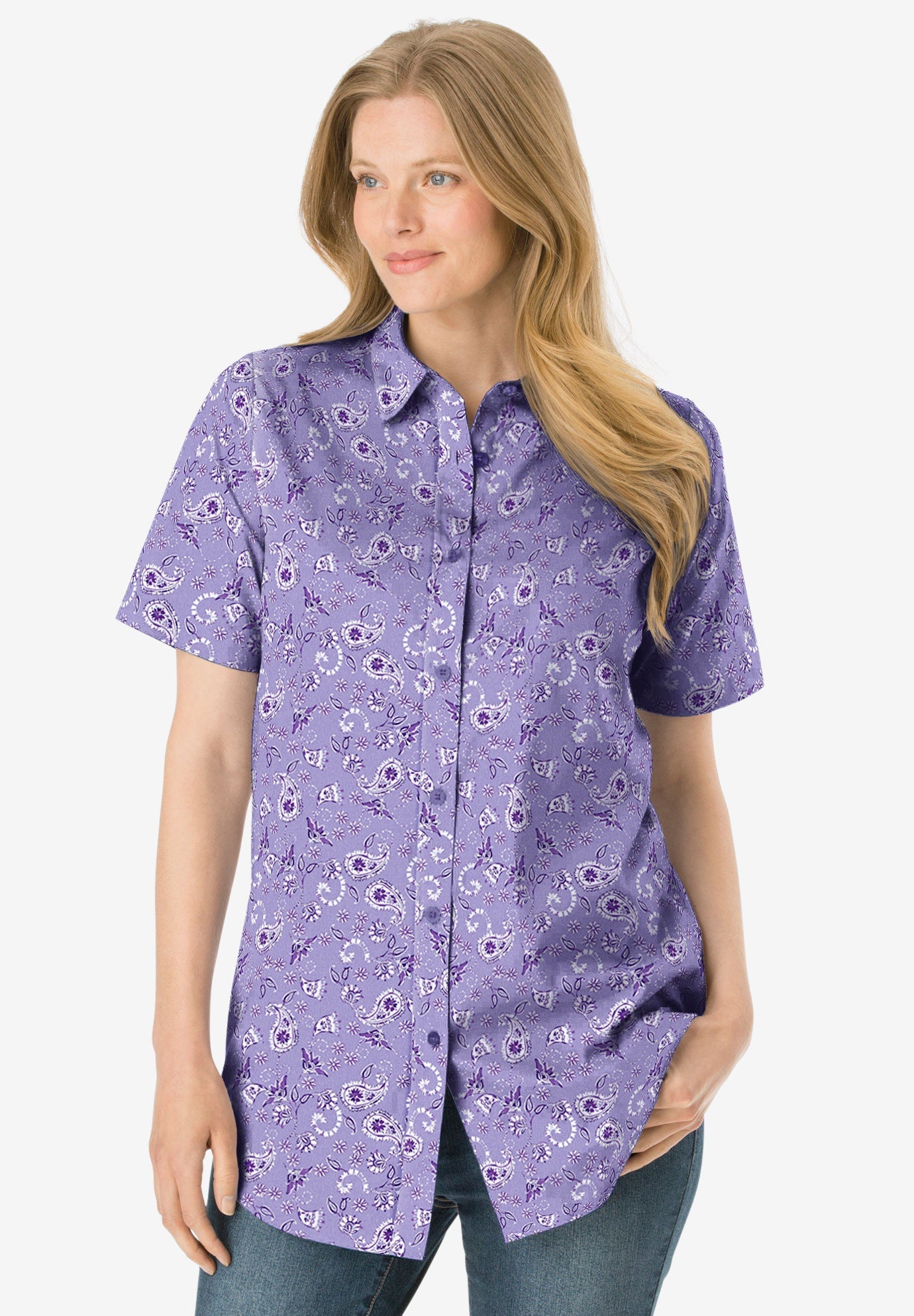 Womens short sleeve blouses button down clearance