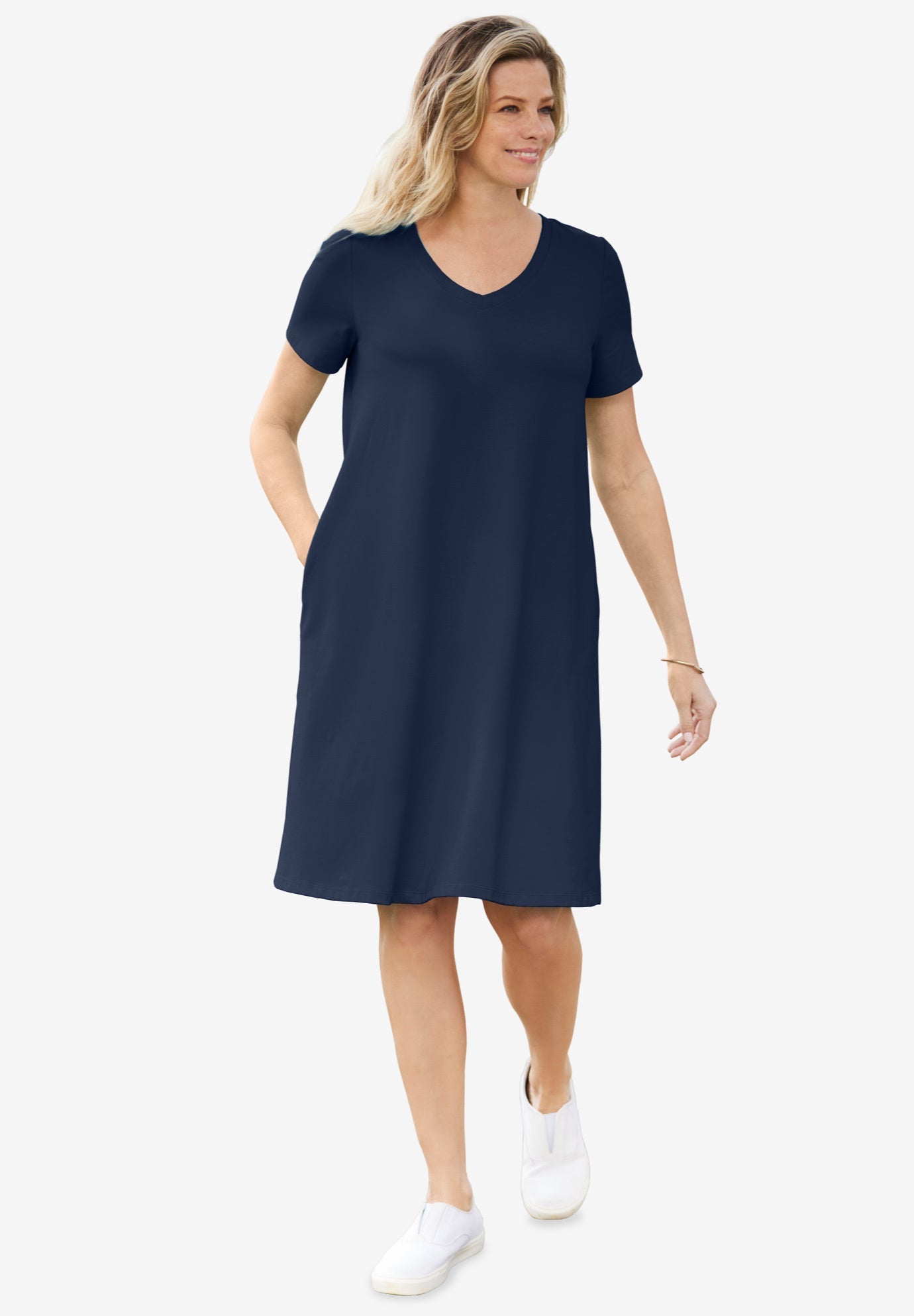 plus size v neck t shirt dress Finley V-neck T-shirt Dress, Mediumulberry / Small