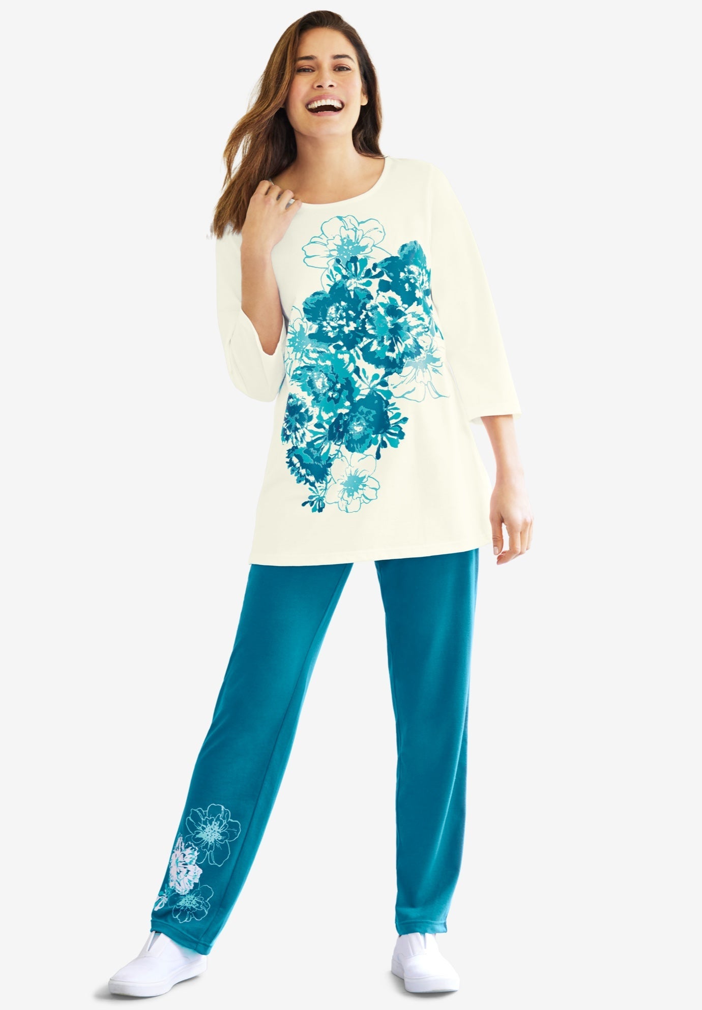 Teal Blue 3 piece cord set Pant with Vest and inner top