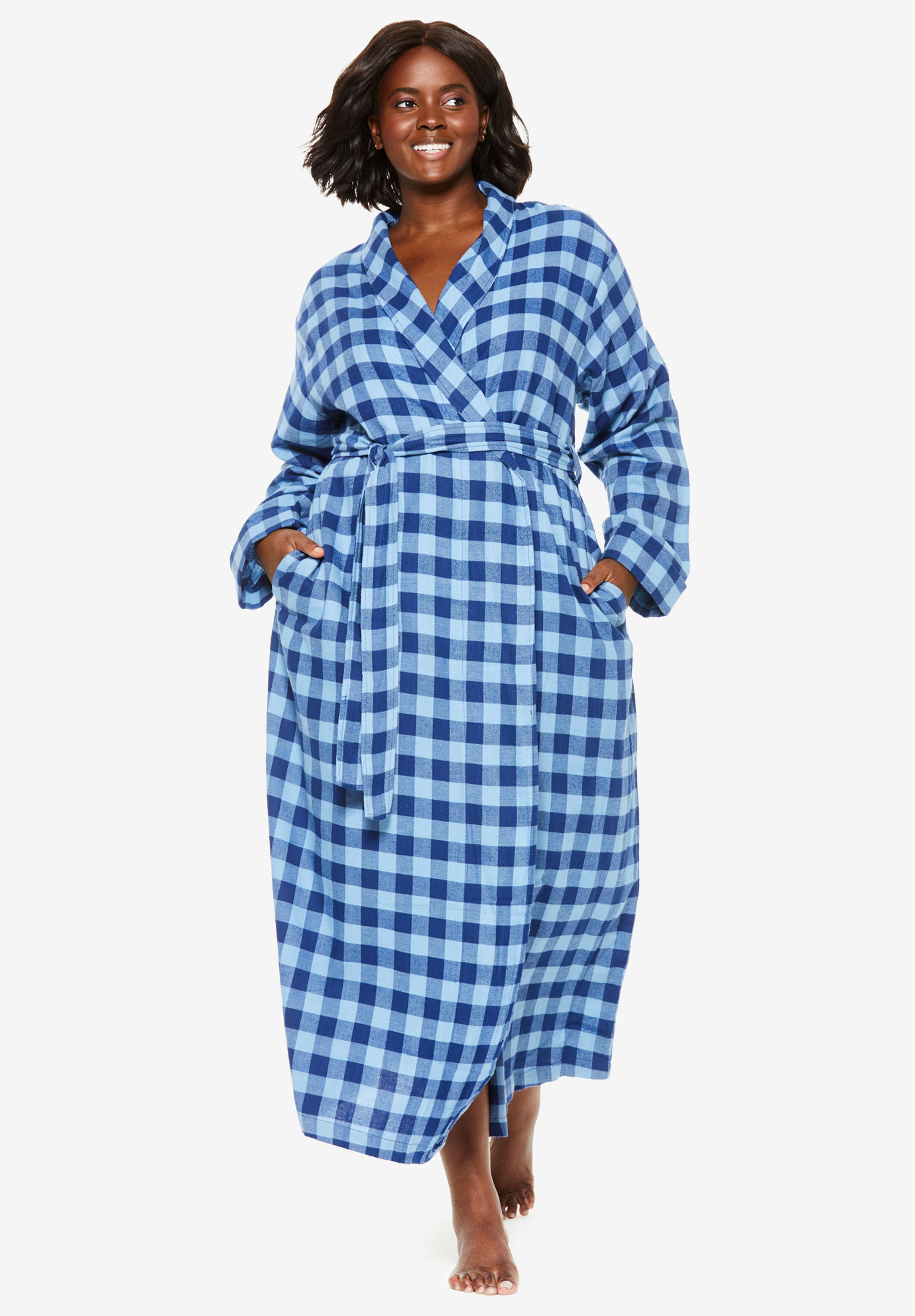Long Flannel Robe by Dreams & Co.®| Plus Size Robes | Woman Within