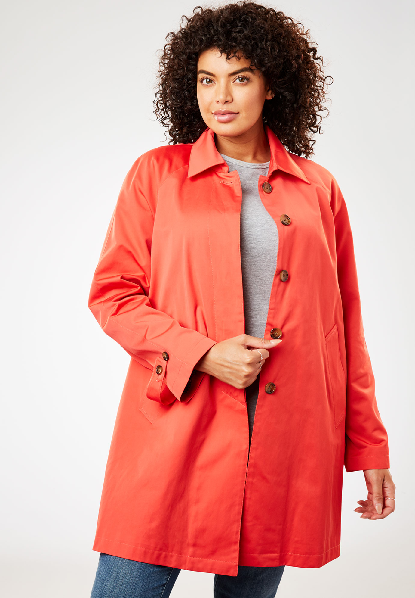 Water-resistant A-line raincoat | Plus Size Outerwear | Woman Within