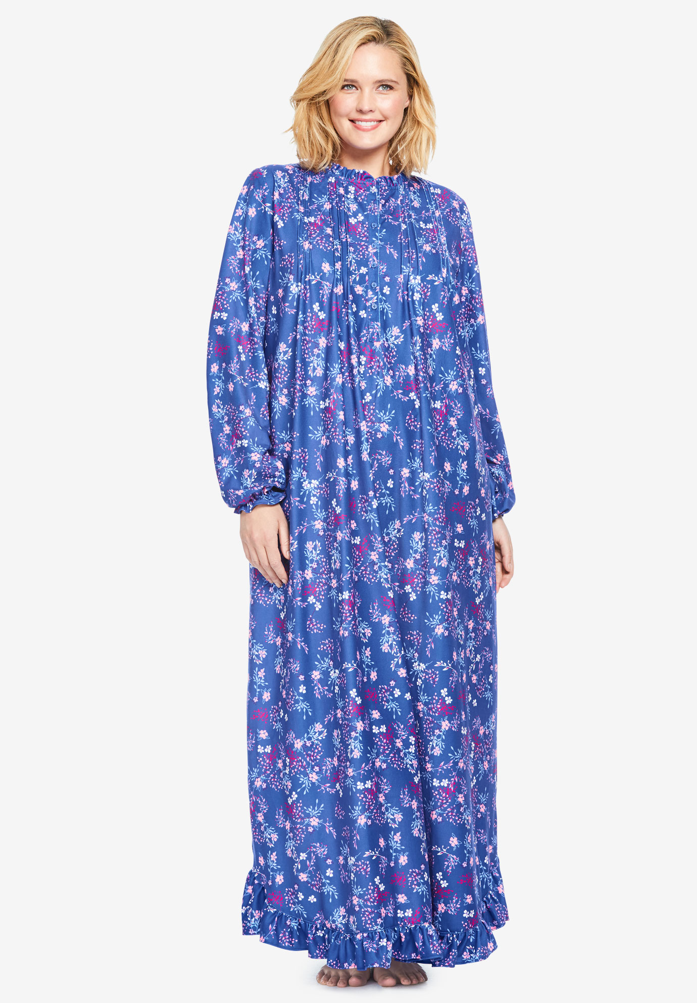 Long Flannel Nightgown by Only Necessities®| Plus Size Nightgowns ...
