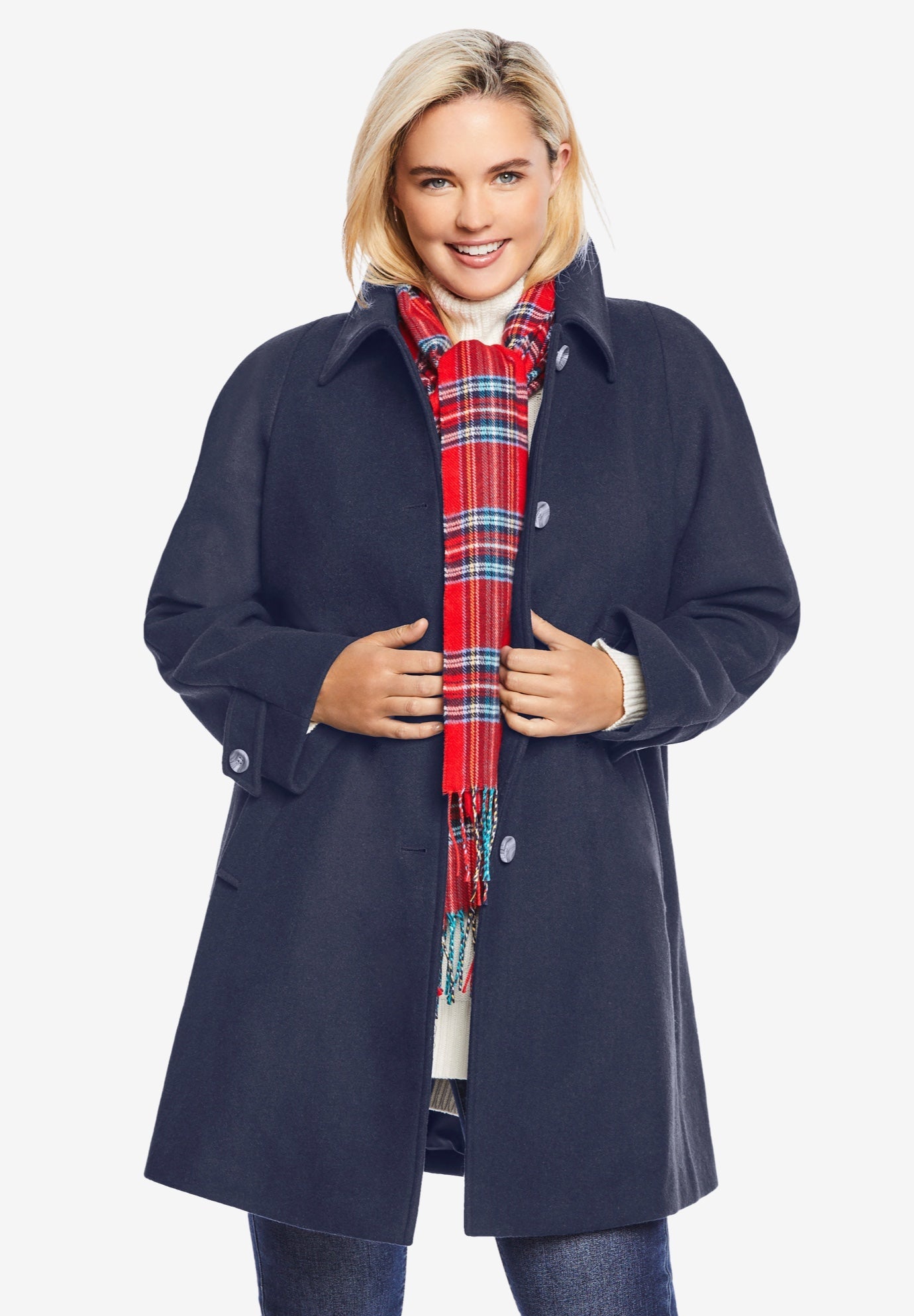 Wool-Blend Classic A-Line Coat | Woman Within