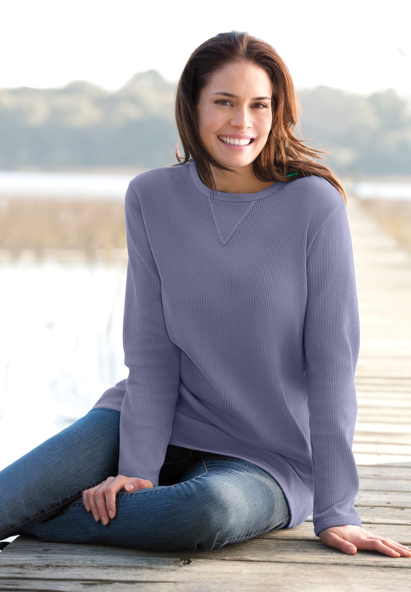 Waffle Thermal Sweatshirt | Woman Within