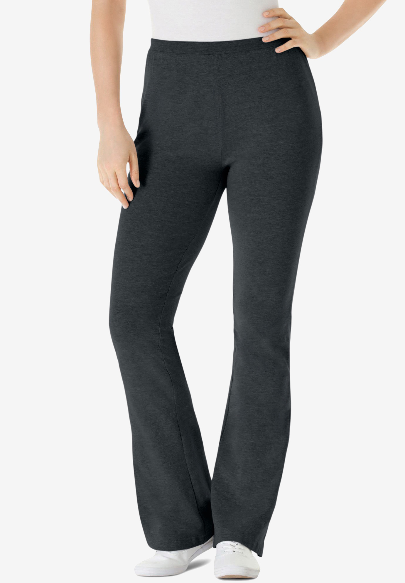 Stretch Cotton Bootcut Yoga Pant  Woman Within