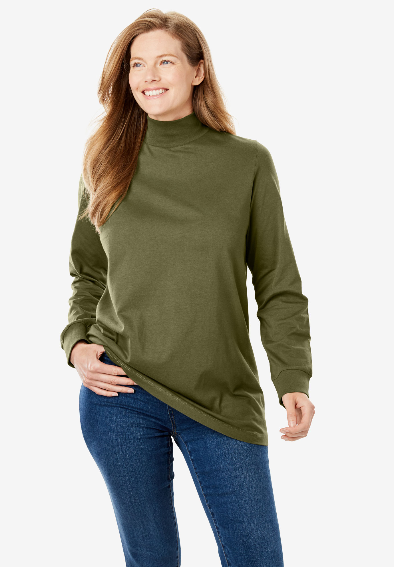 Perfect Long Sleeve Mock Turtleneck | Plus Size Tops | Woman Within