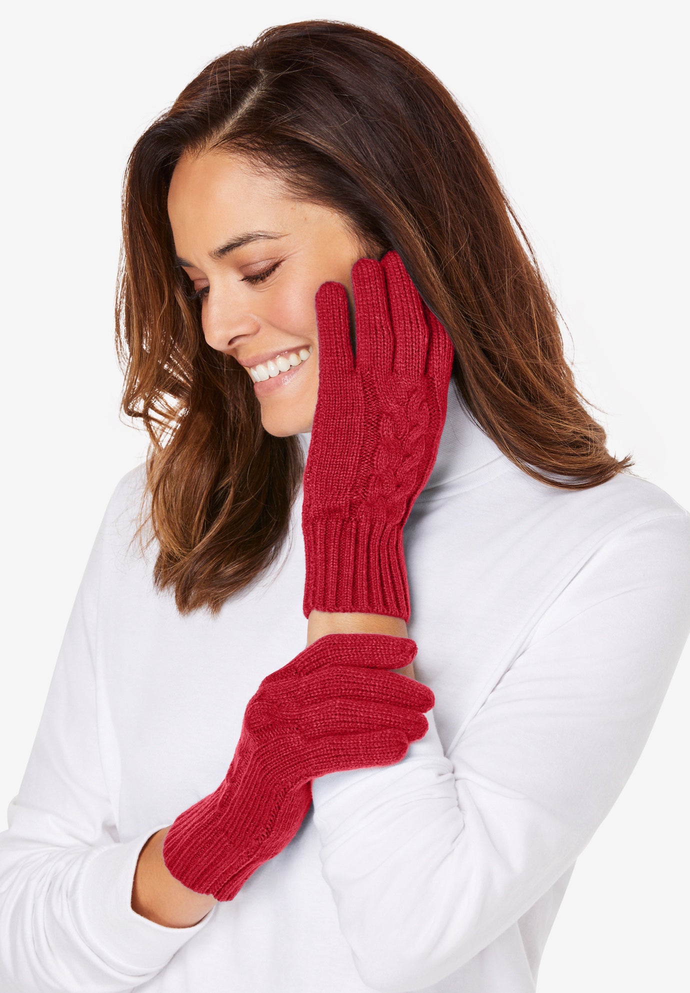 Cable Knit Gloves Plus Size Scarves Gloves Woman Within