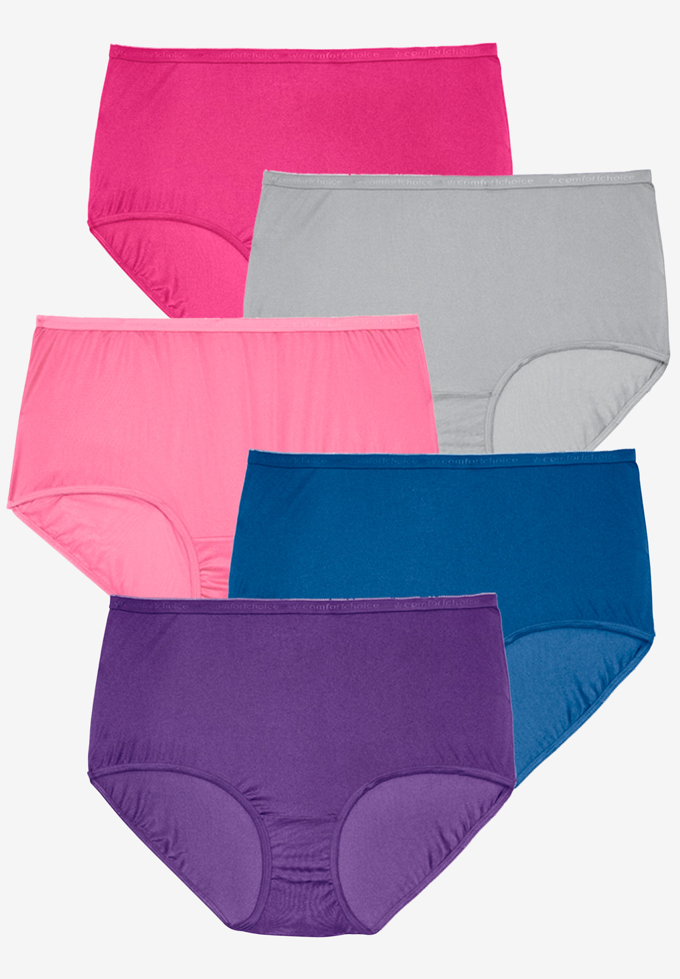 5-Pack Nylon Full-Cut Brief by Comfort Choice®| Plus Size Brief Panties ...