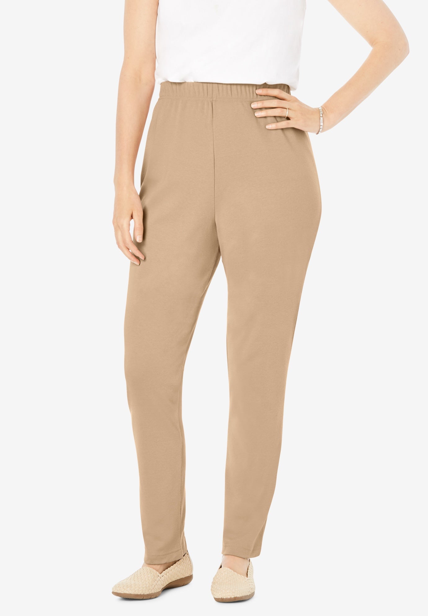 slim leg pants elastic waist