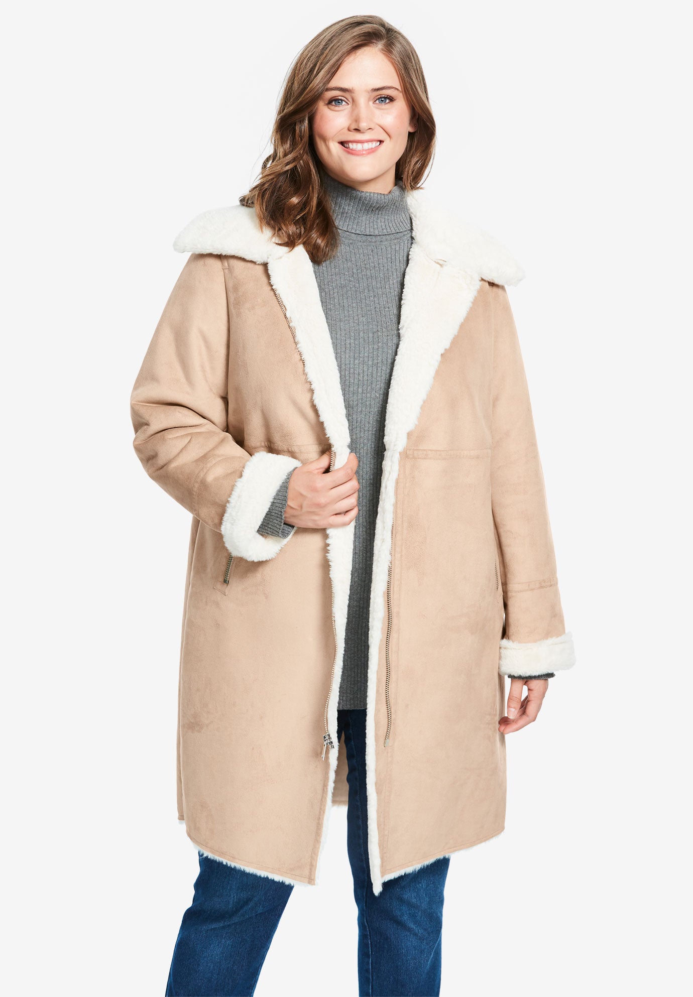 Faux Shearling Coat Woman Within