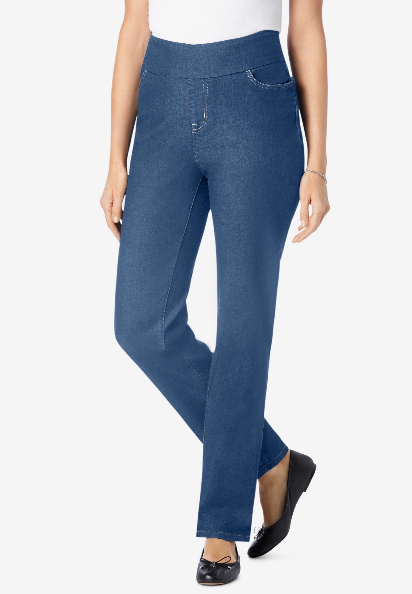 woman within straight leg jeans