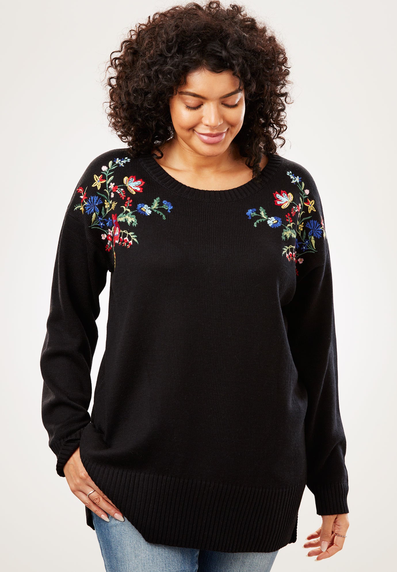 floral embroidered sweater